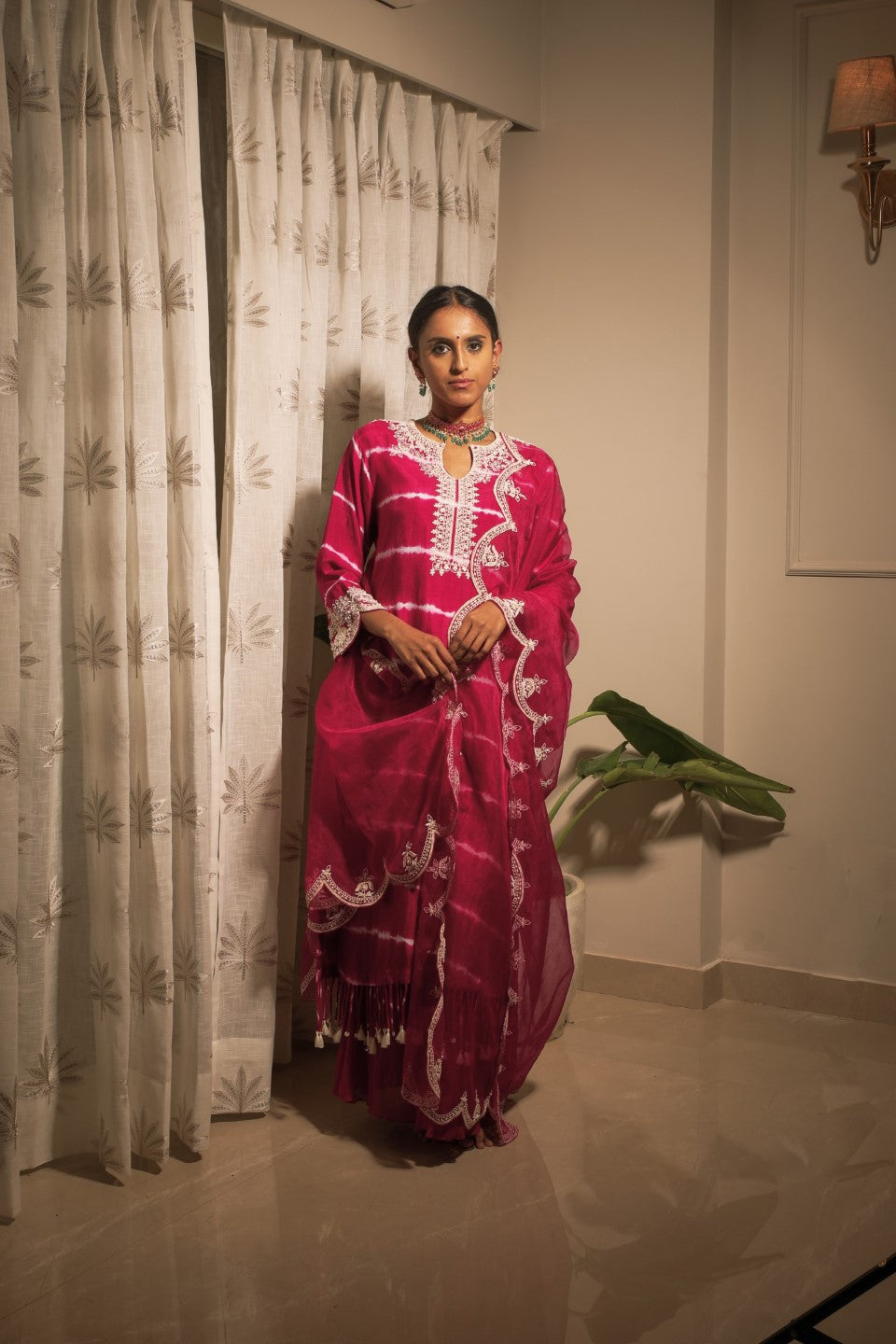 Magenta Silk Sharara Set