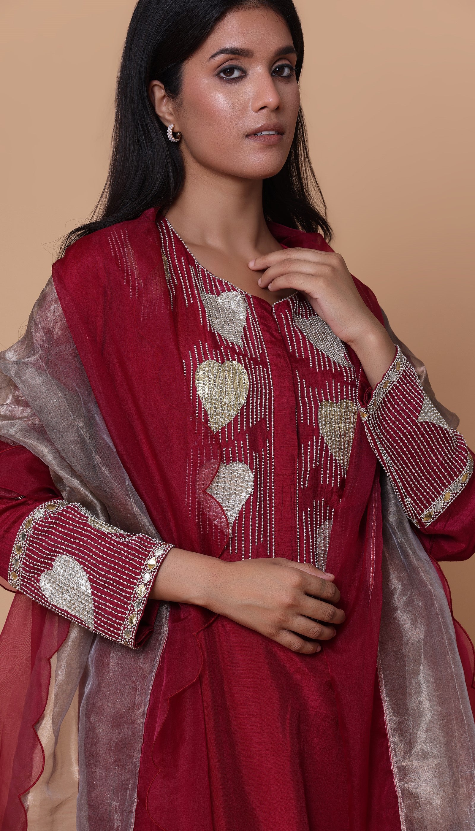 Maroon Silk Kurta Set