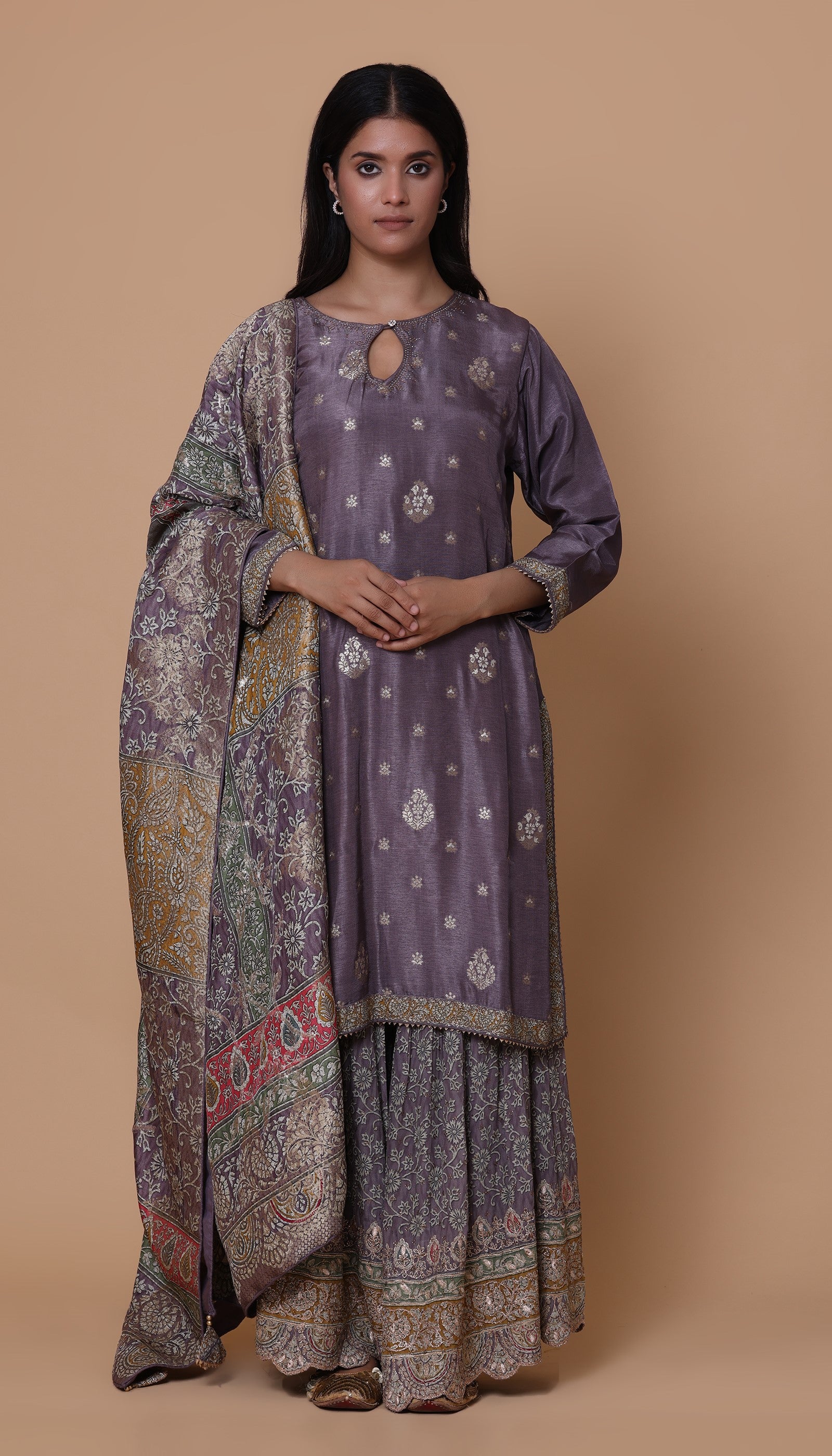 Muave Silk Sharara Set