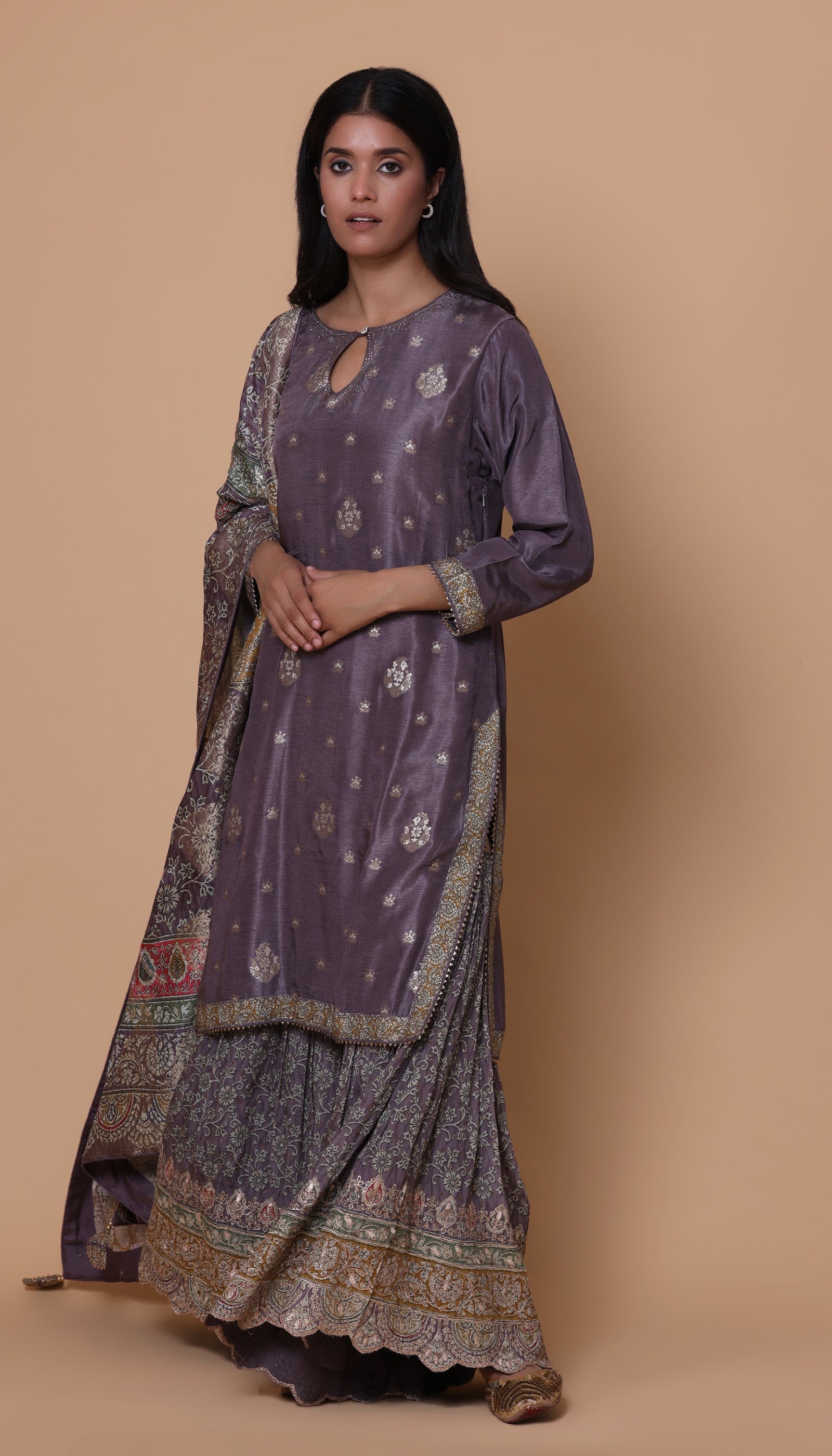 Muave Silk Sharara Set