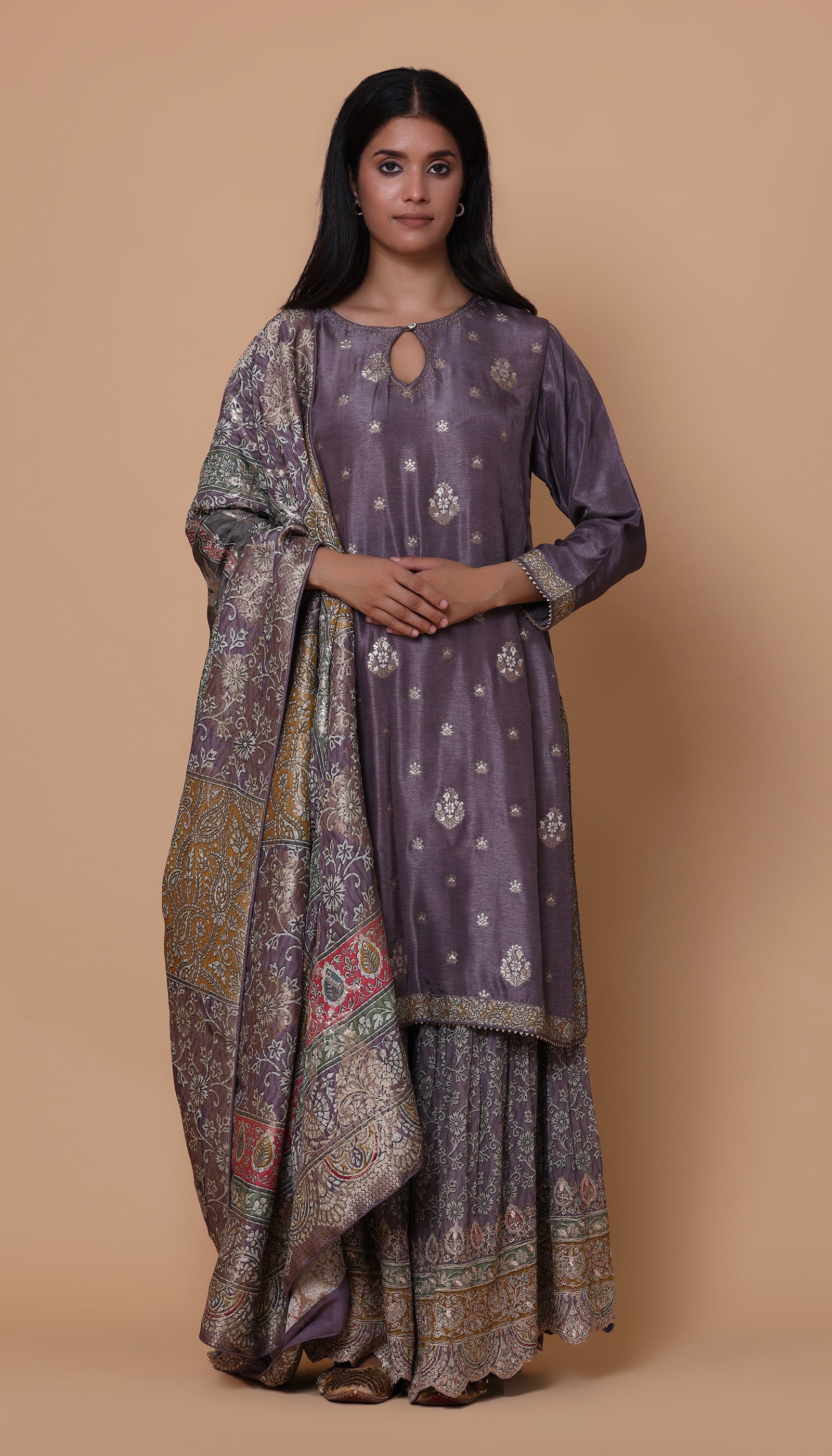 Muave Silk Sharara Set