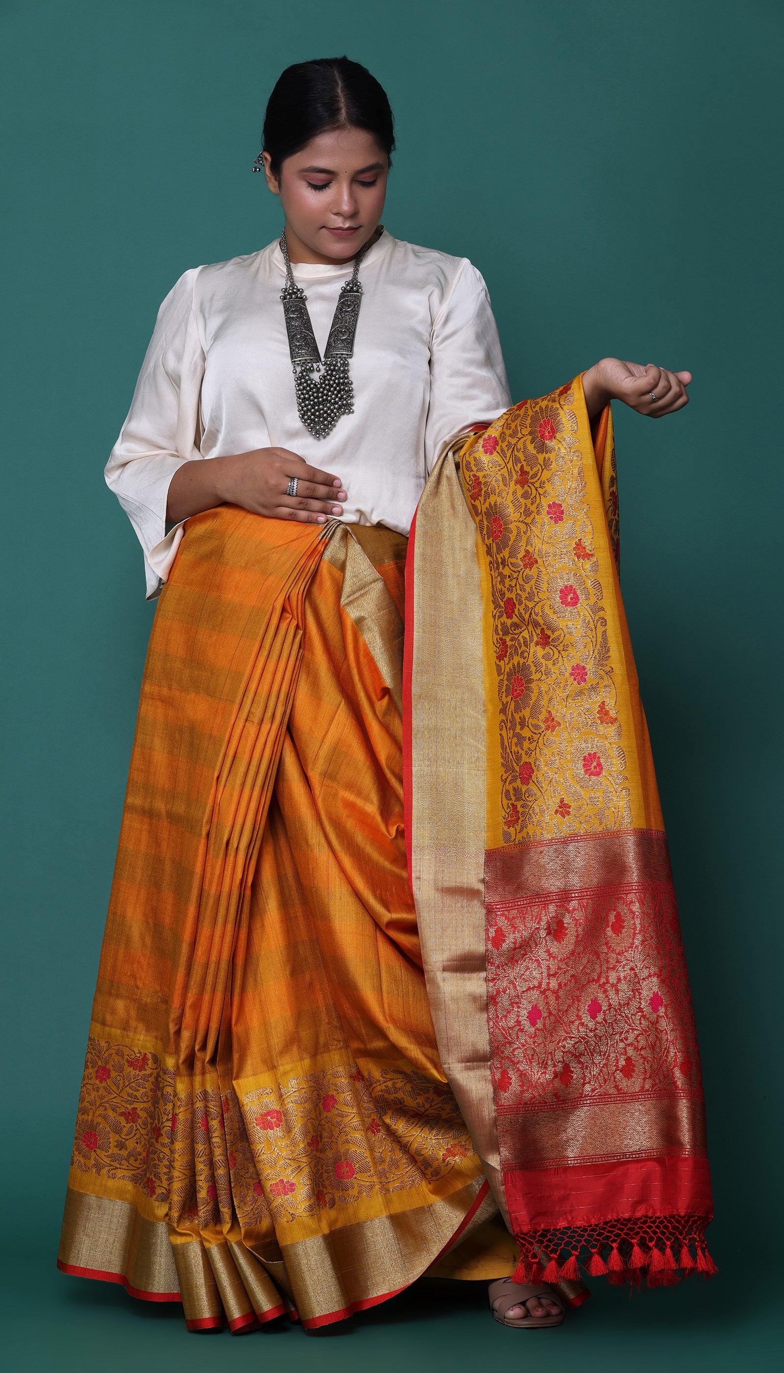 Mustard Silk Saree