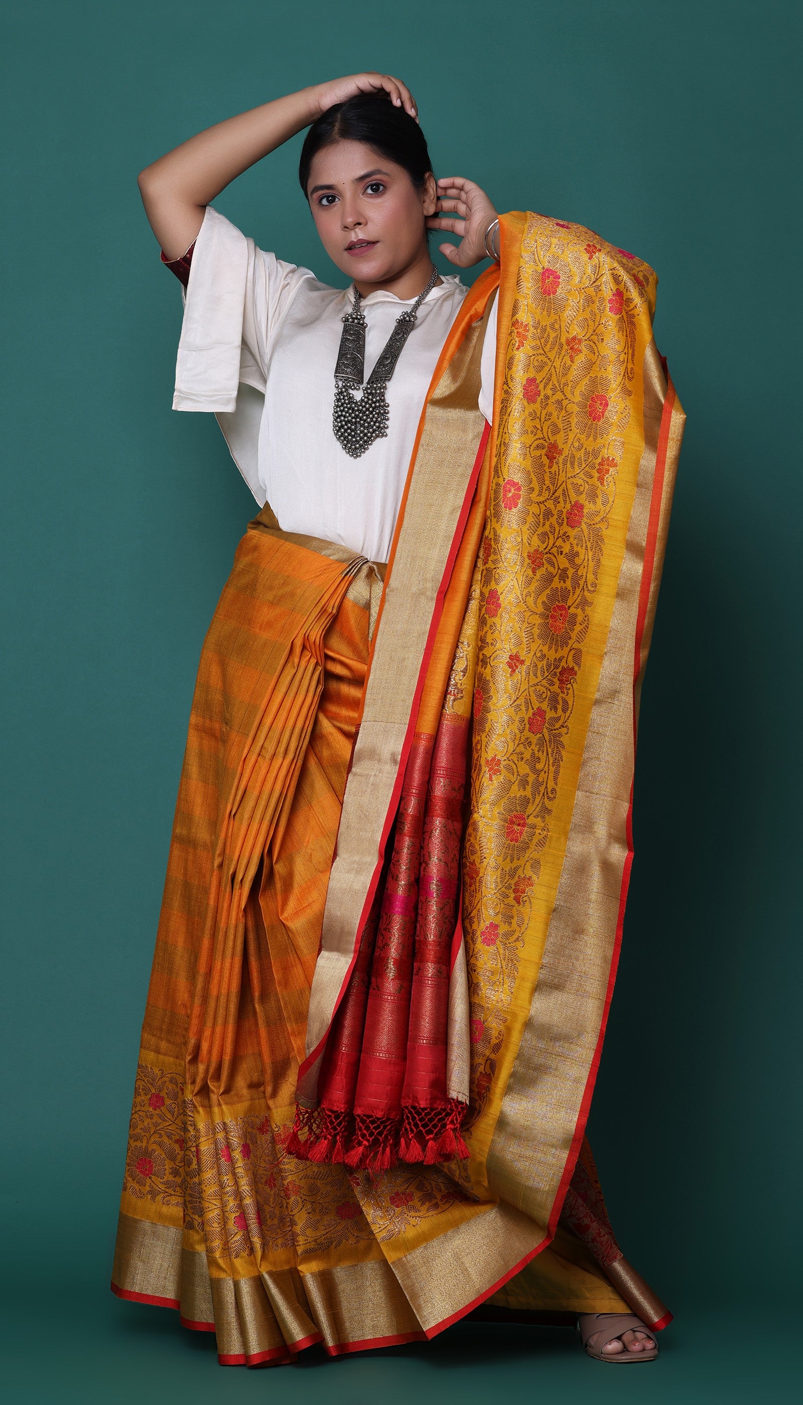 Mustard Silk Saree