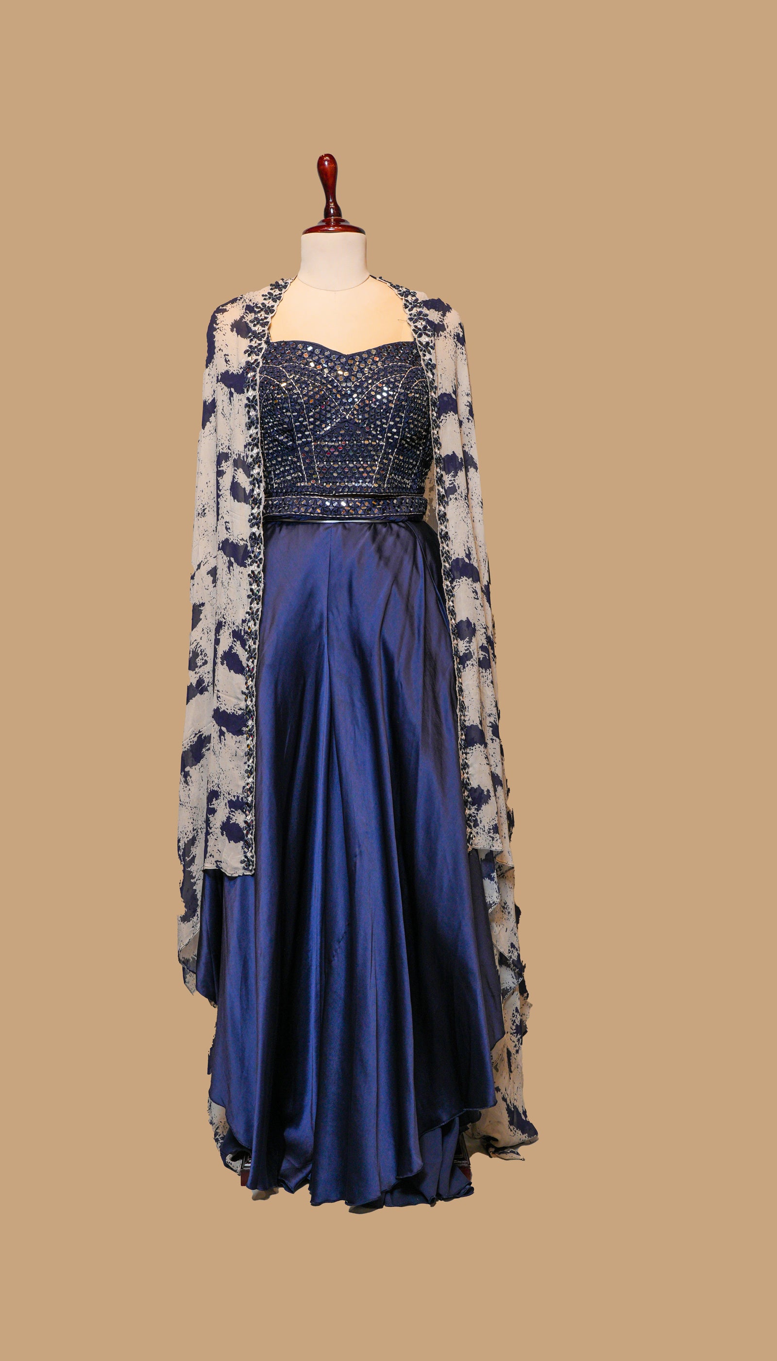 NAVY BLUE CAPE DRESS