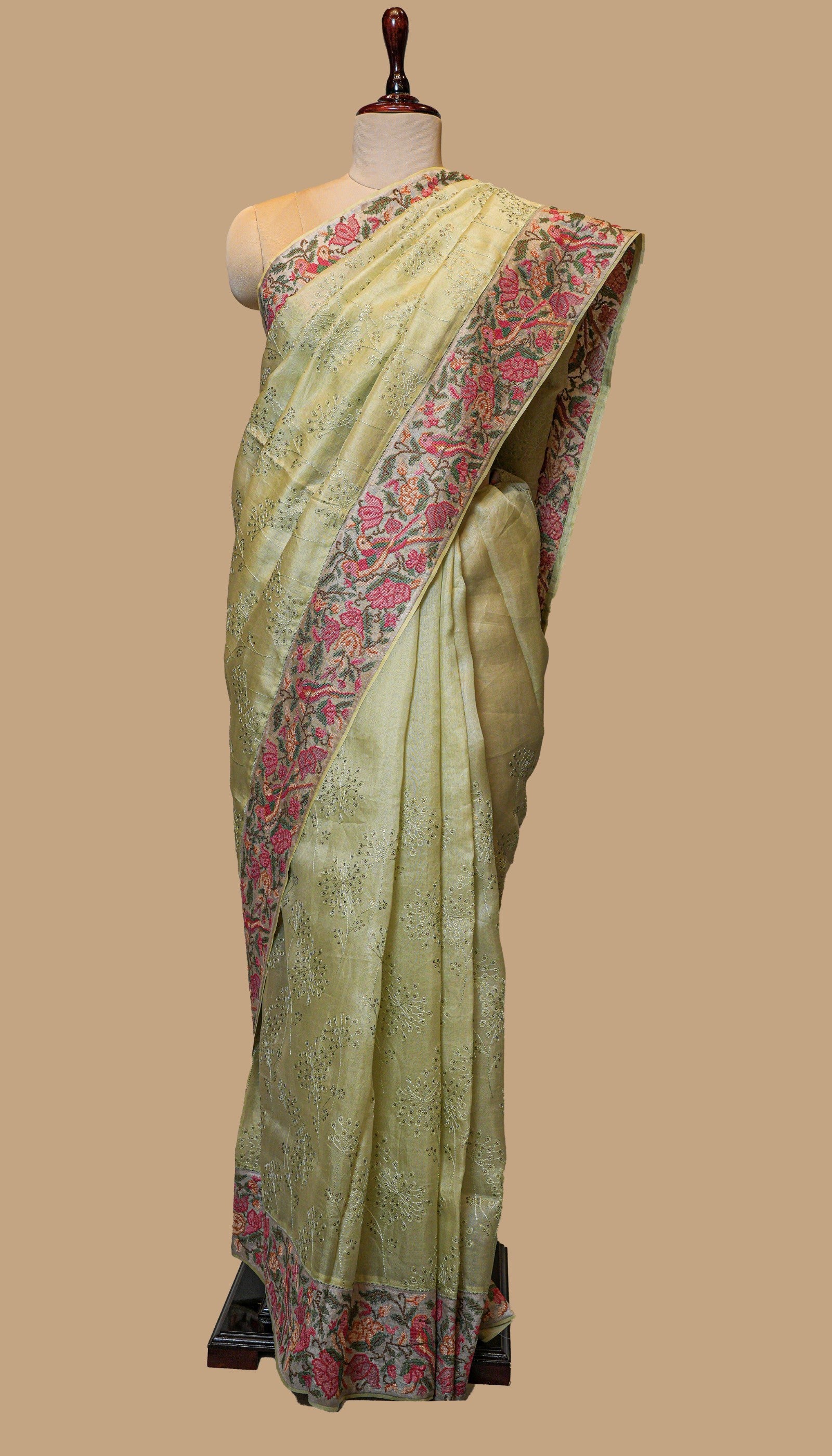 ORGANZA SEA GREEN SAREE