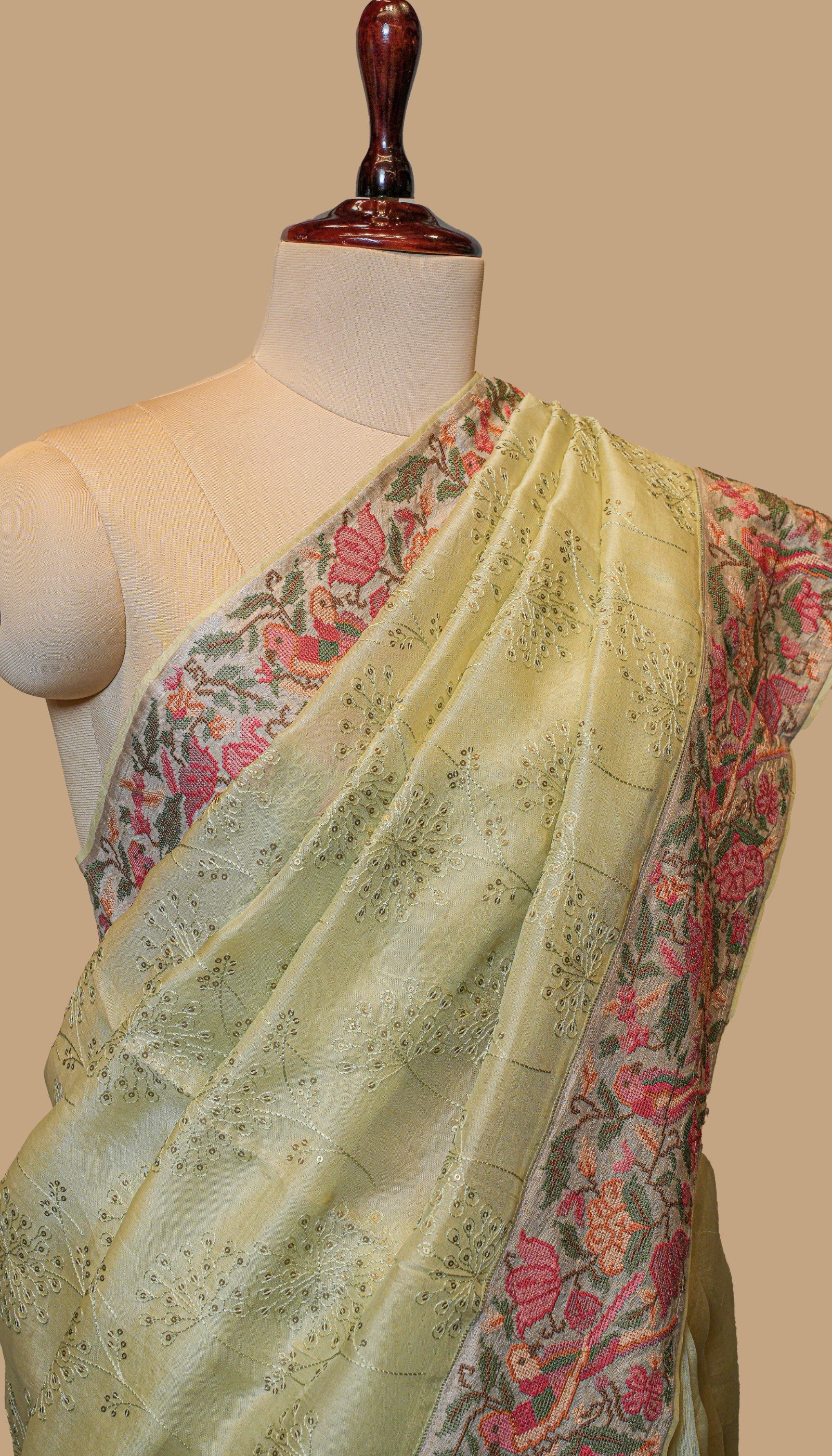 ORGANZA SEA GREEN SAREE