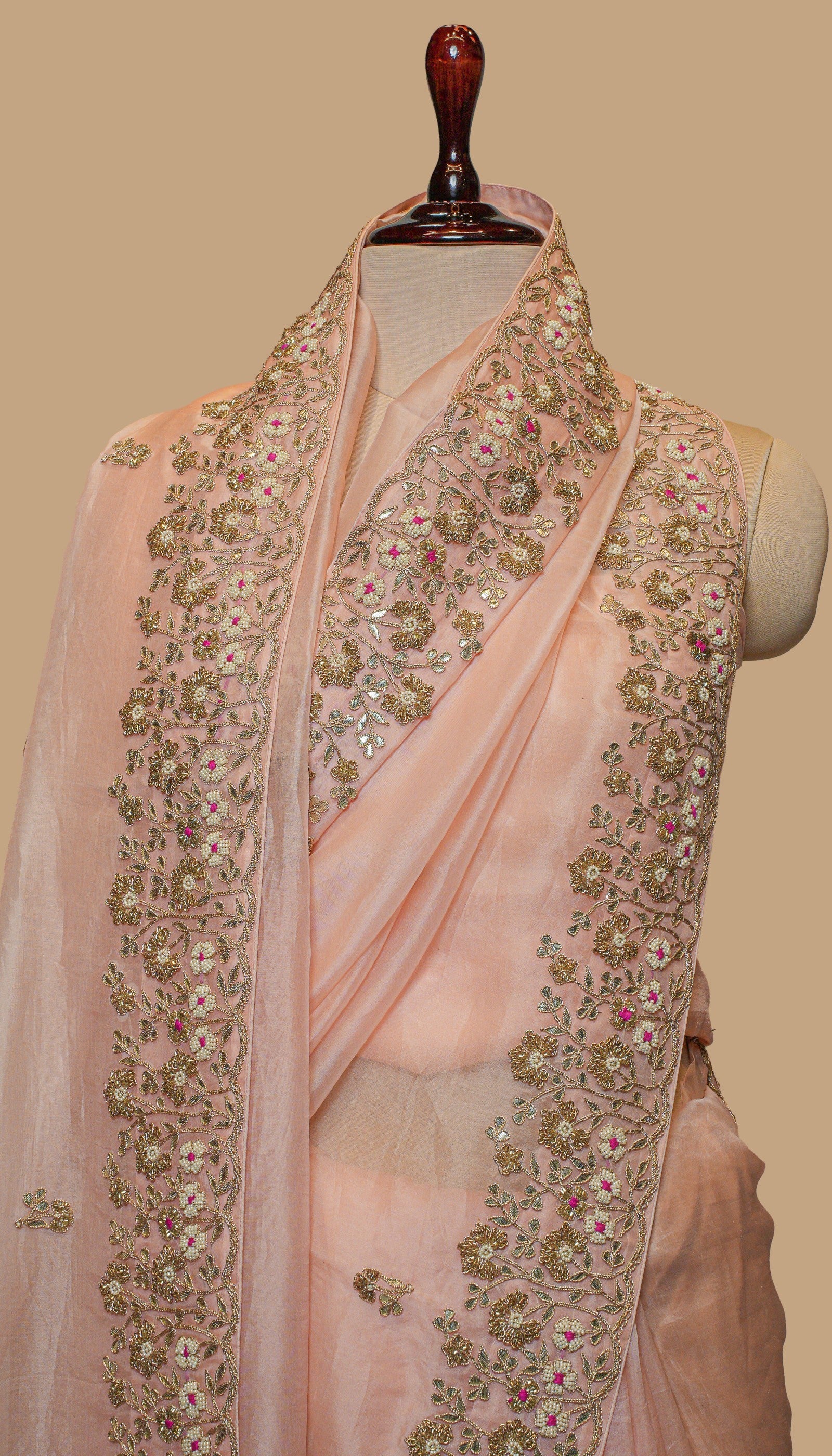 PEACH ORGANZA SAREE