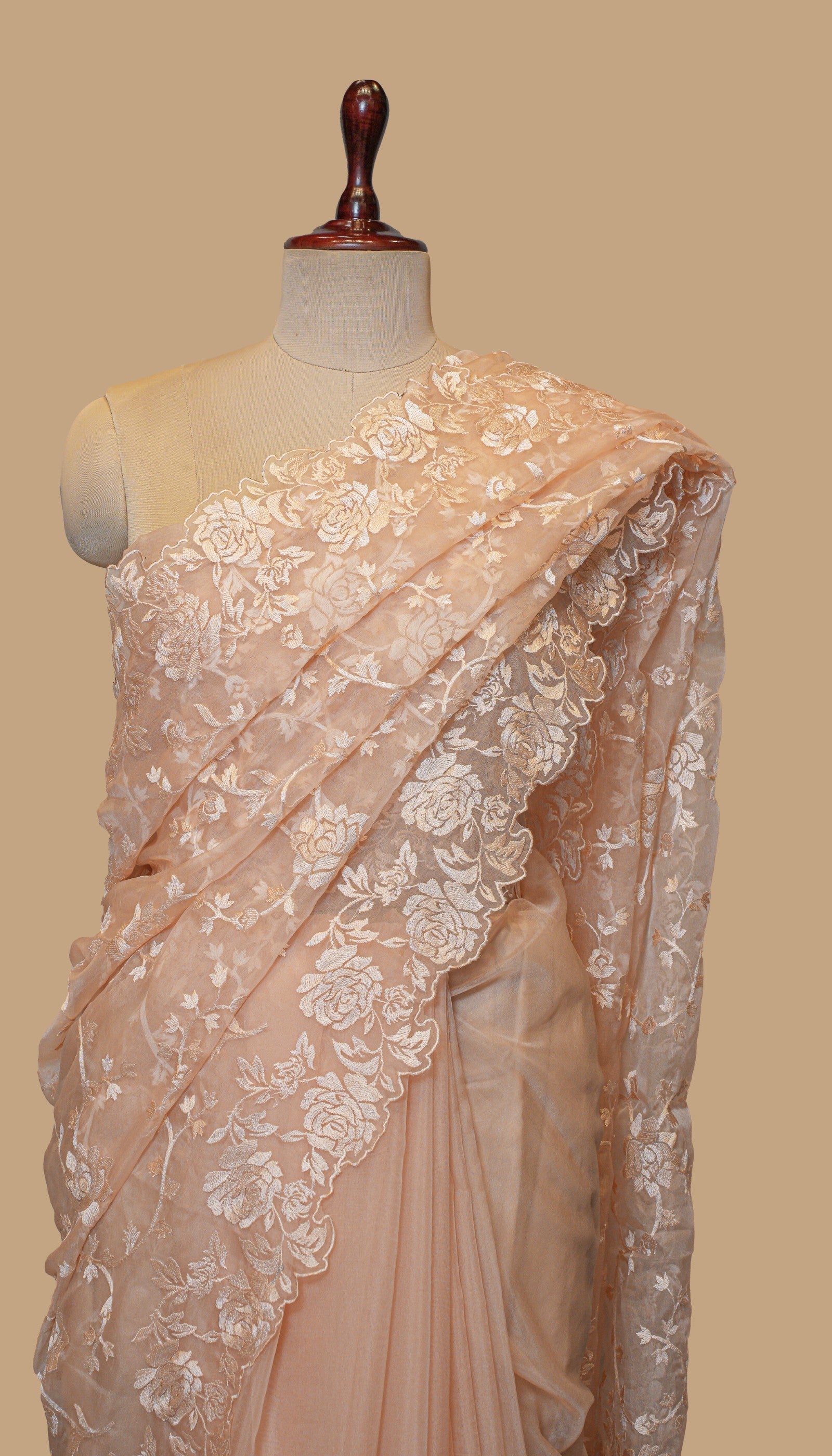 PEACH ORGANZA SAREE