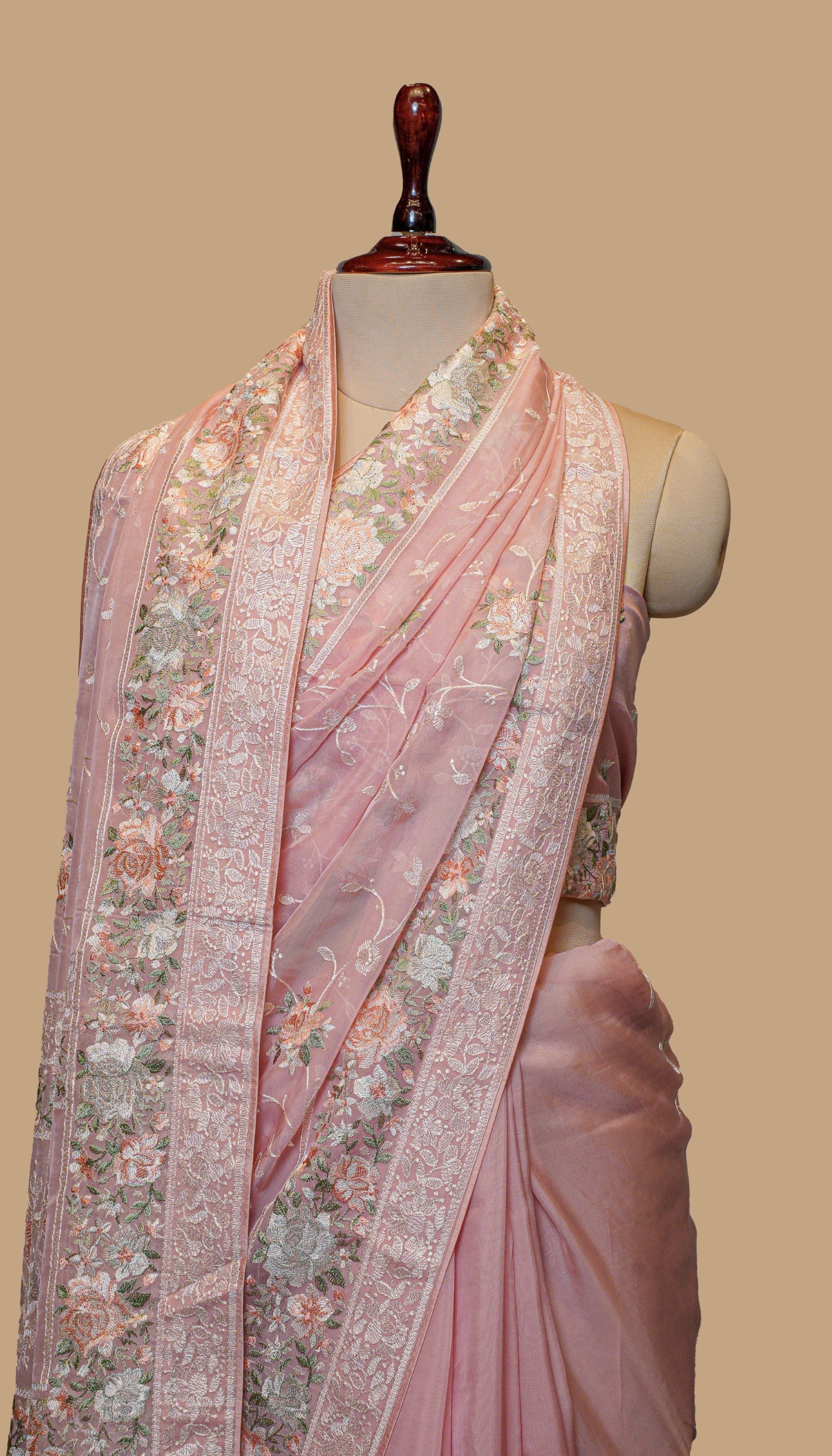 PEACH ORGANZA SAREE