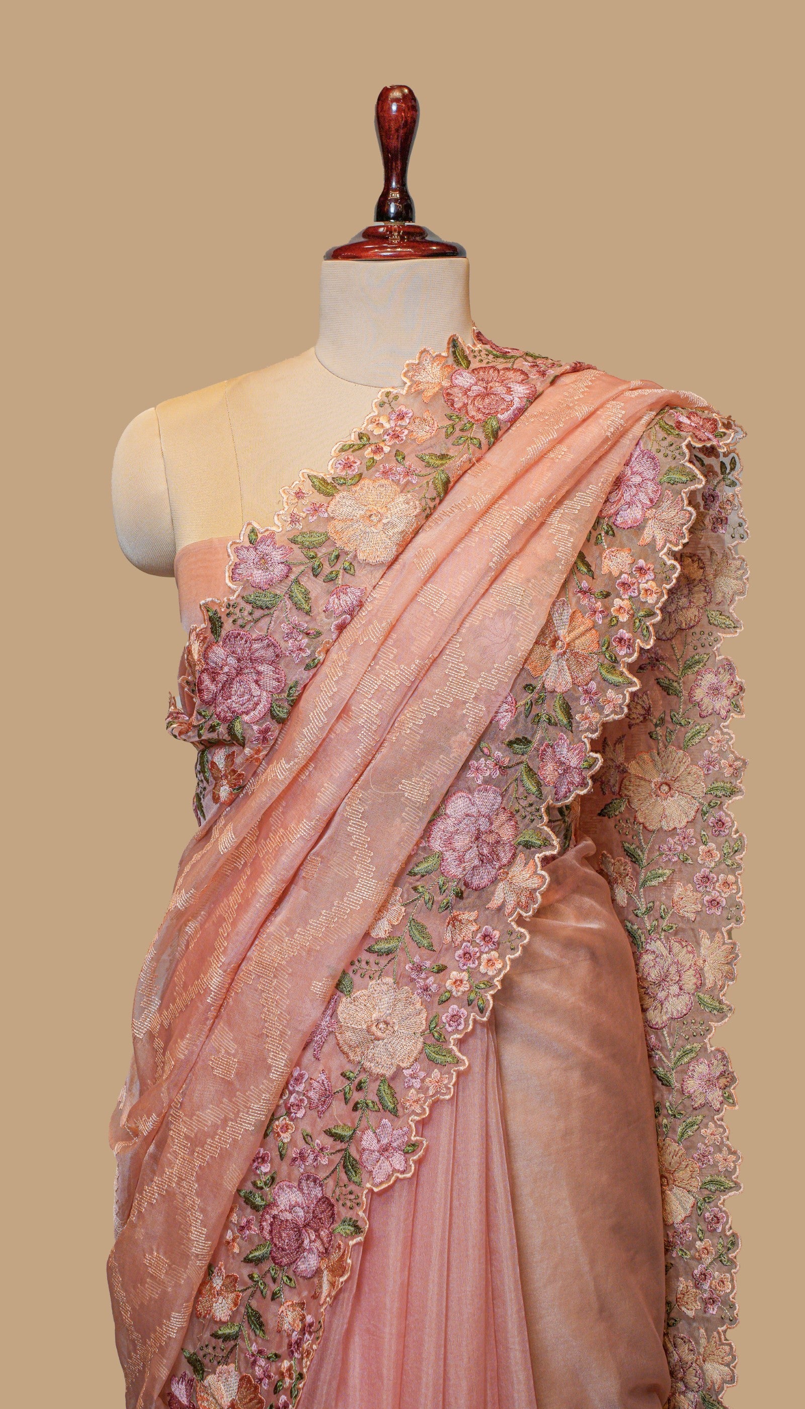 PEACH ORGANZA SAREE