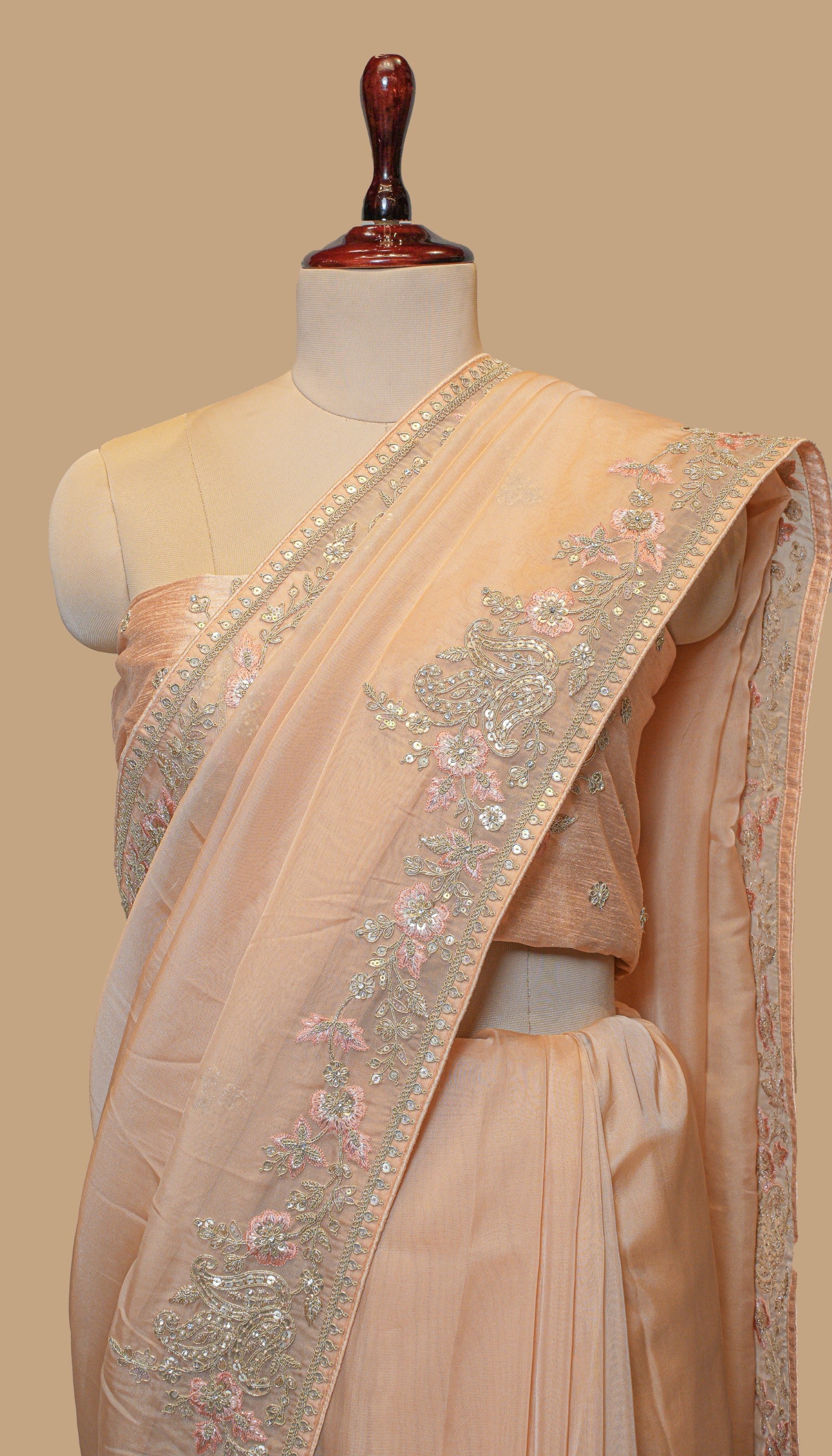 PEACH ORGANZA SAREE