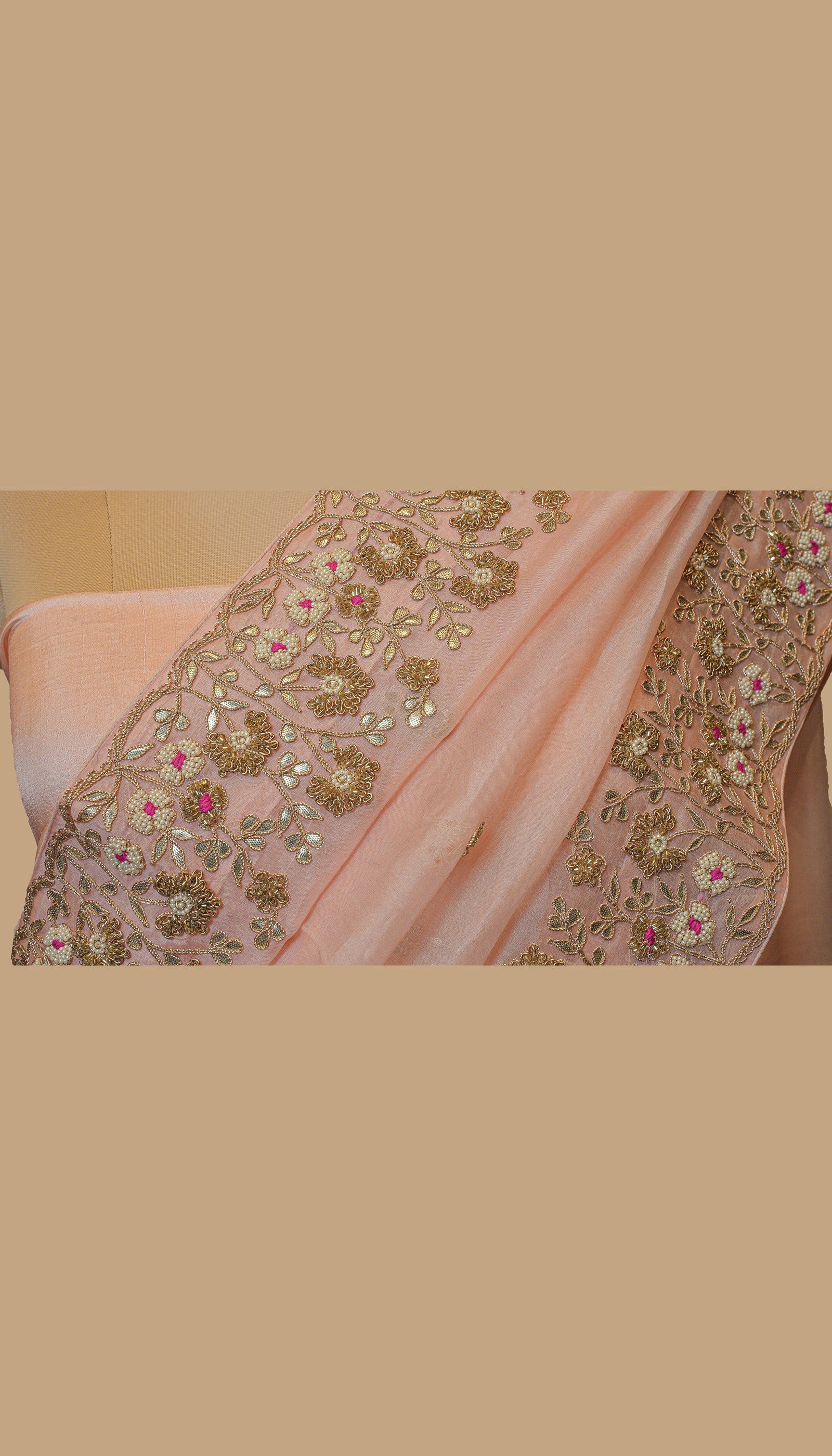 PEACH ORGANZA SAREE