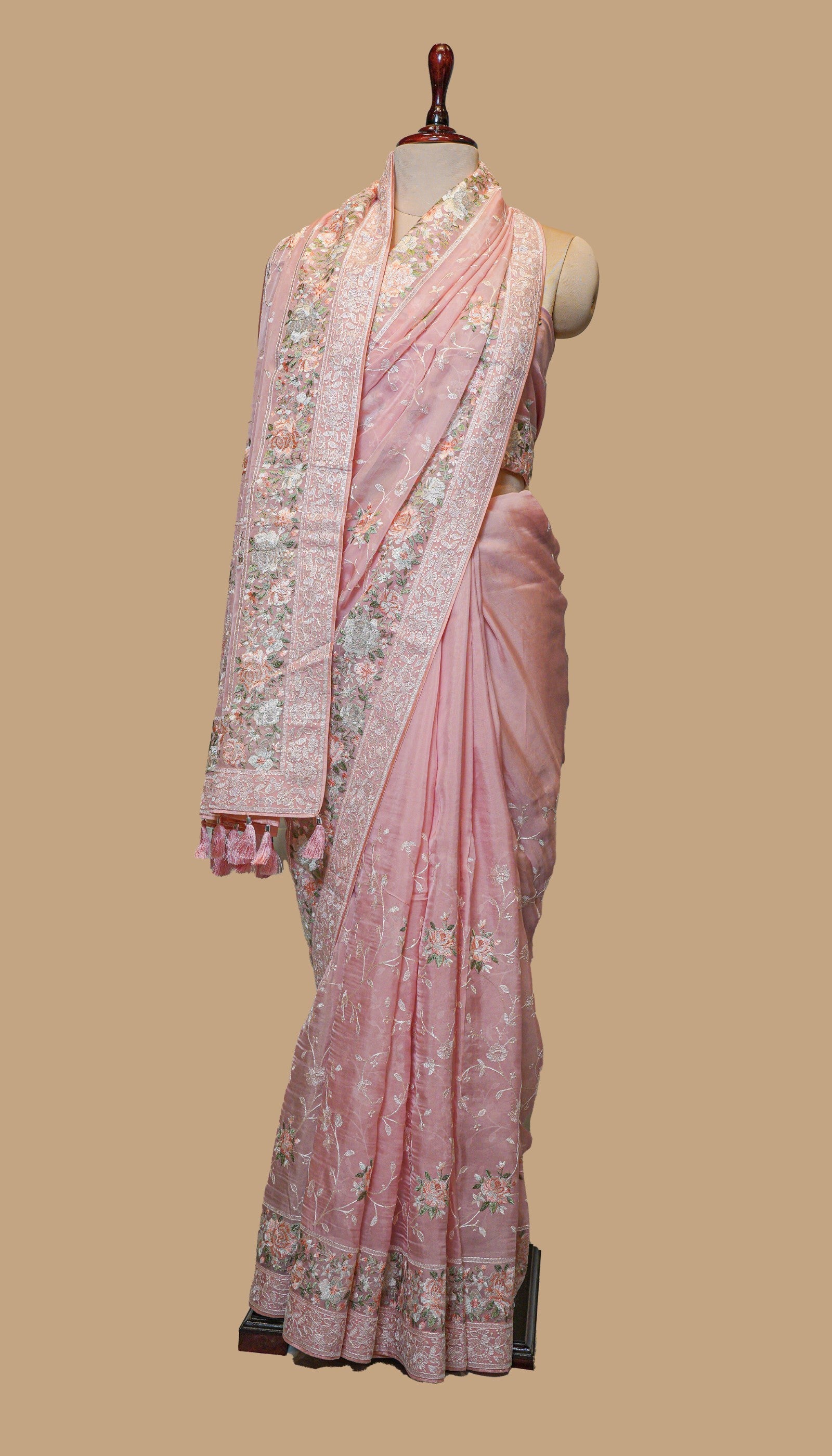 PEACH ORGANZA SAREE