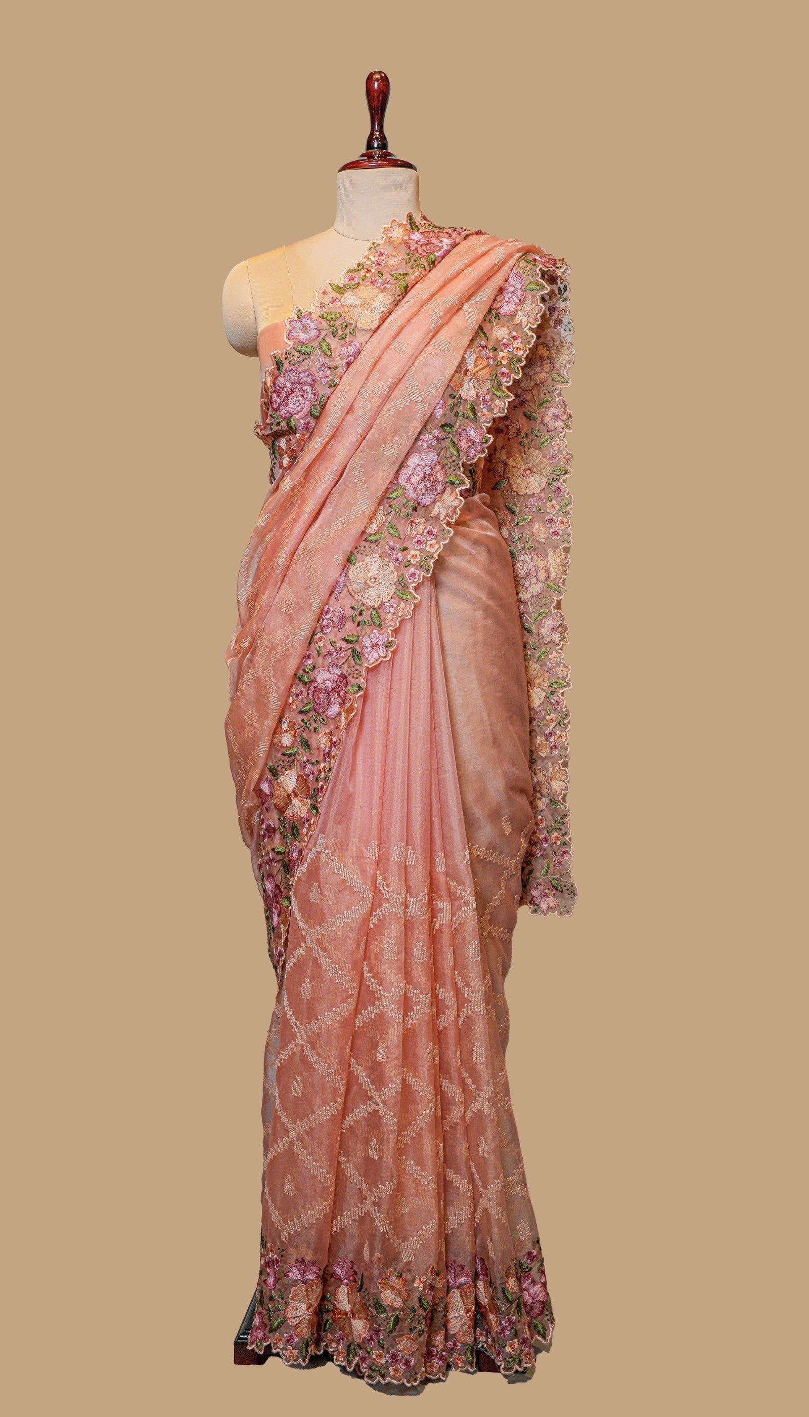 PEACH ORGANZA SAREE