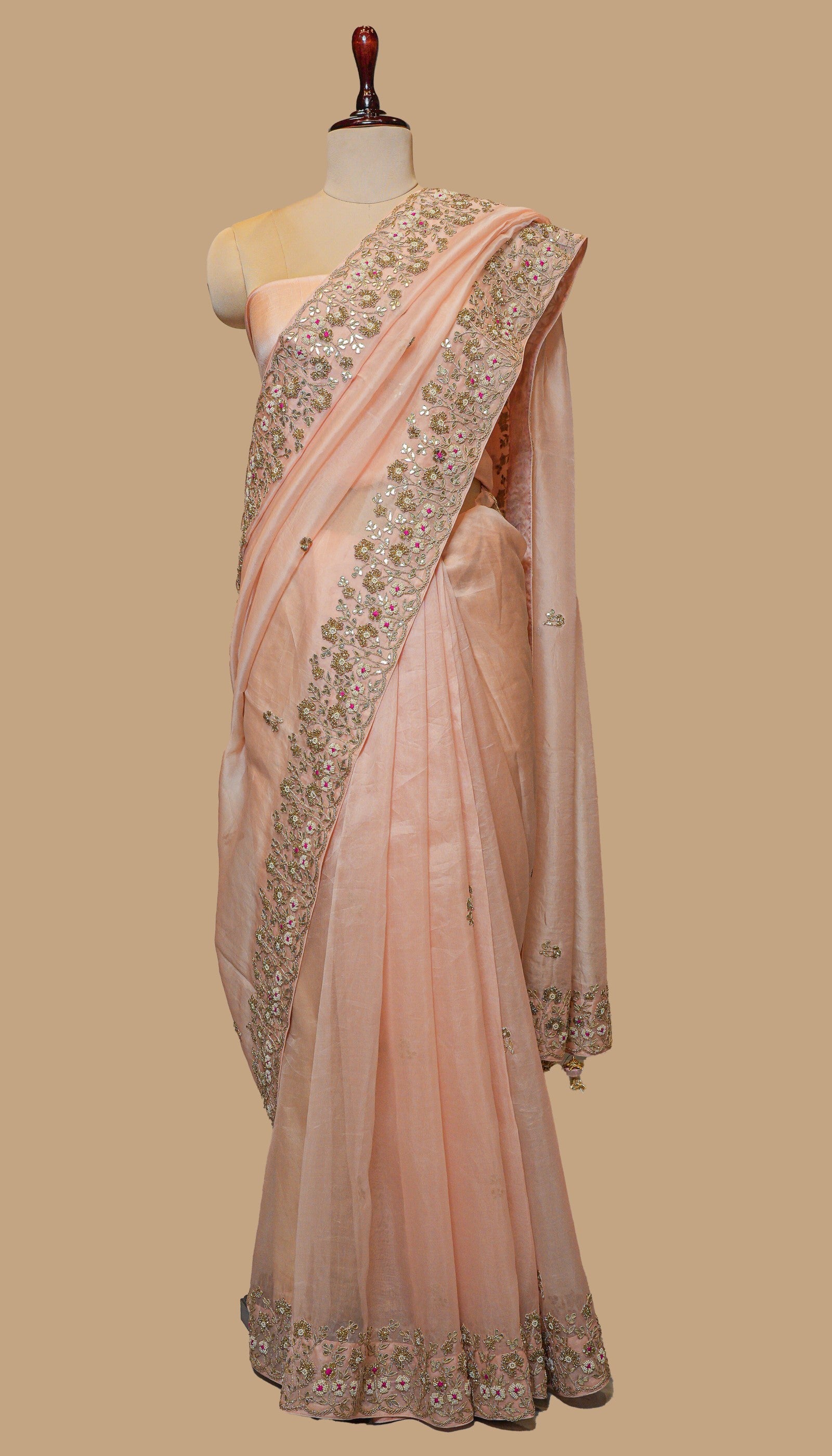 PEACH ORGANZA SAREE