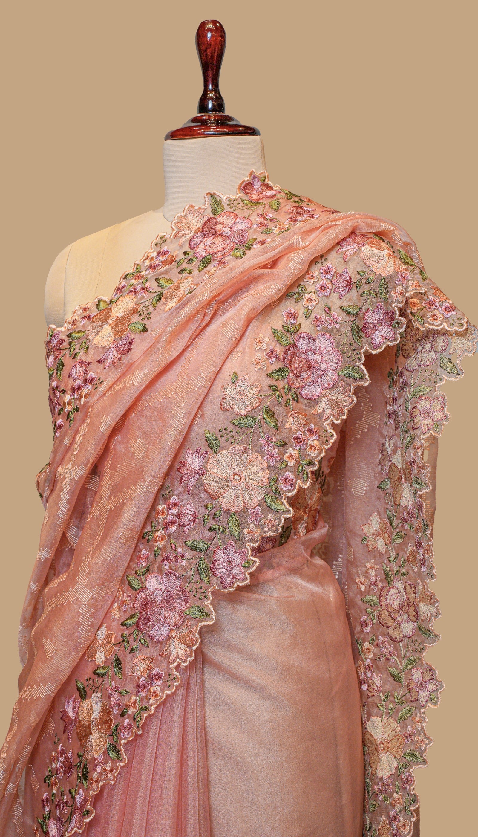 PEACH ORGANZA SAREE