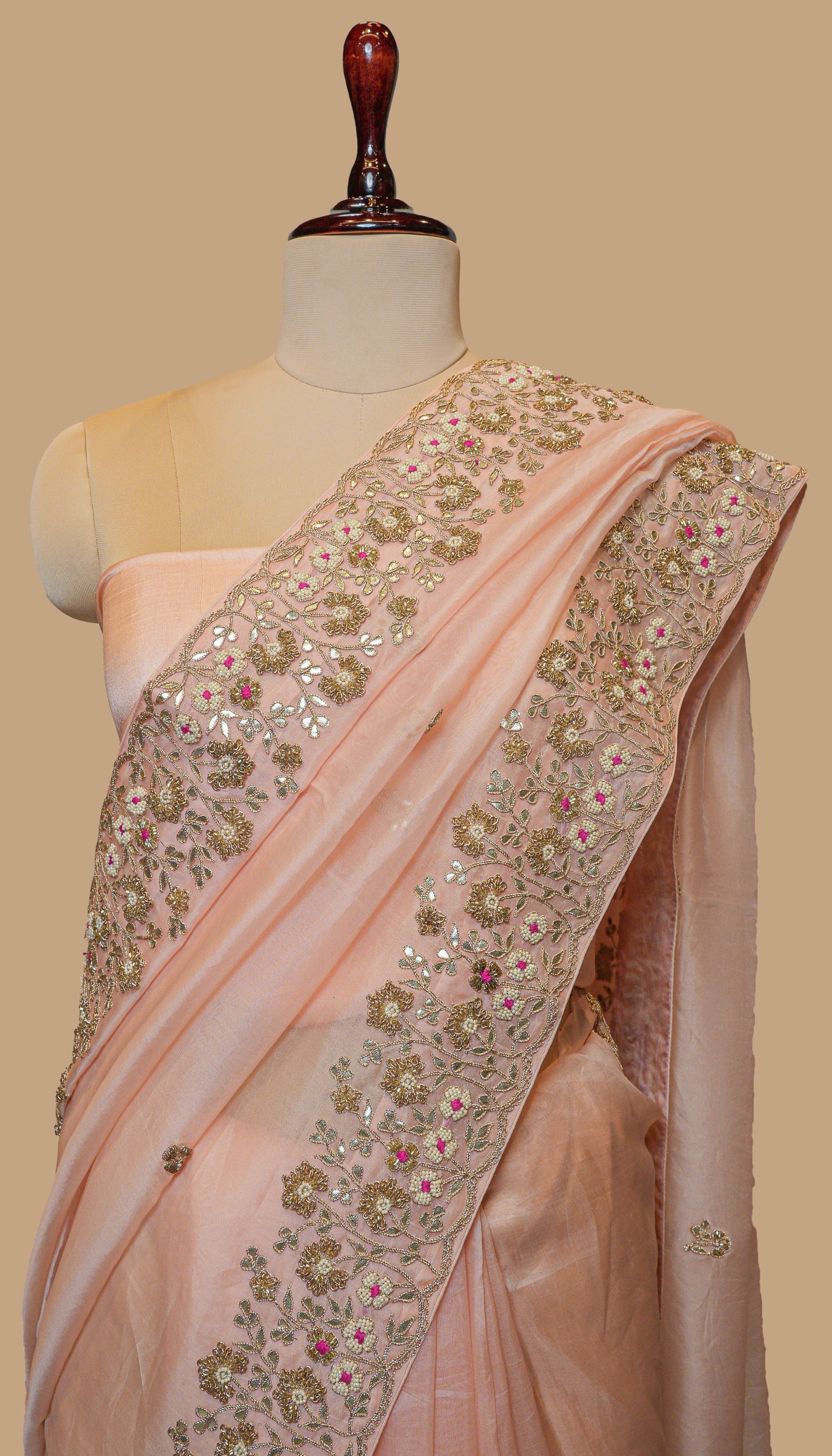 PEACH ORGANZA SAREE