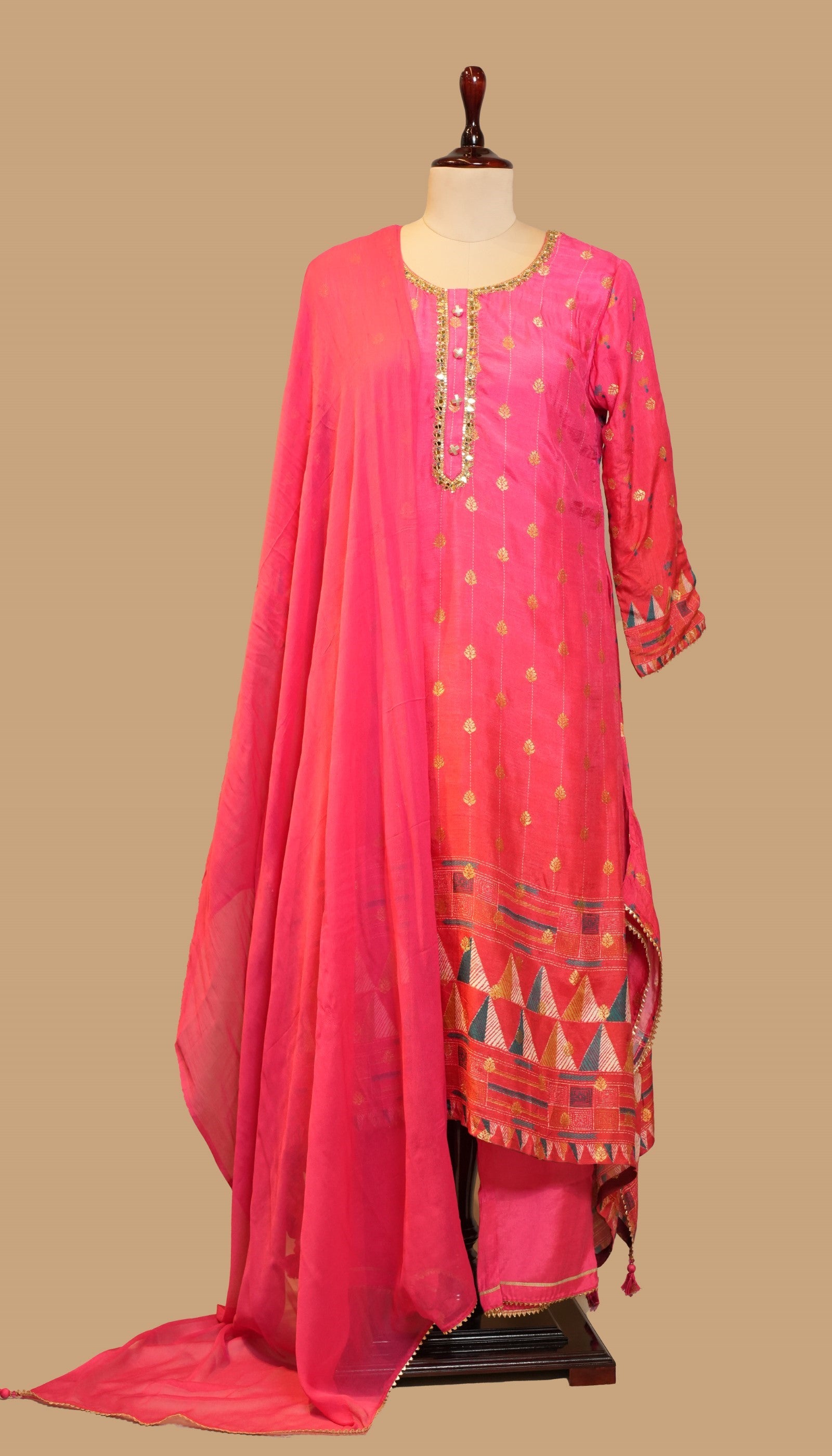 PINK CHANDERI COTTON SUIT SET