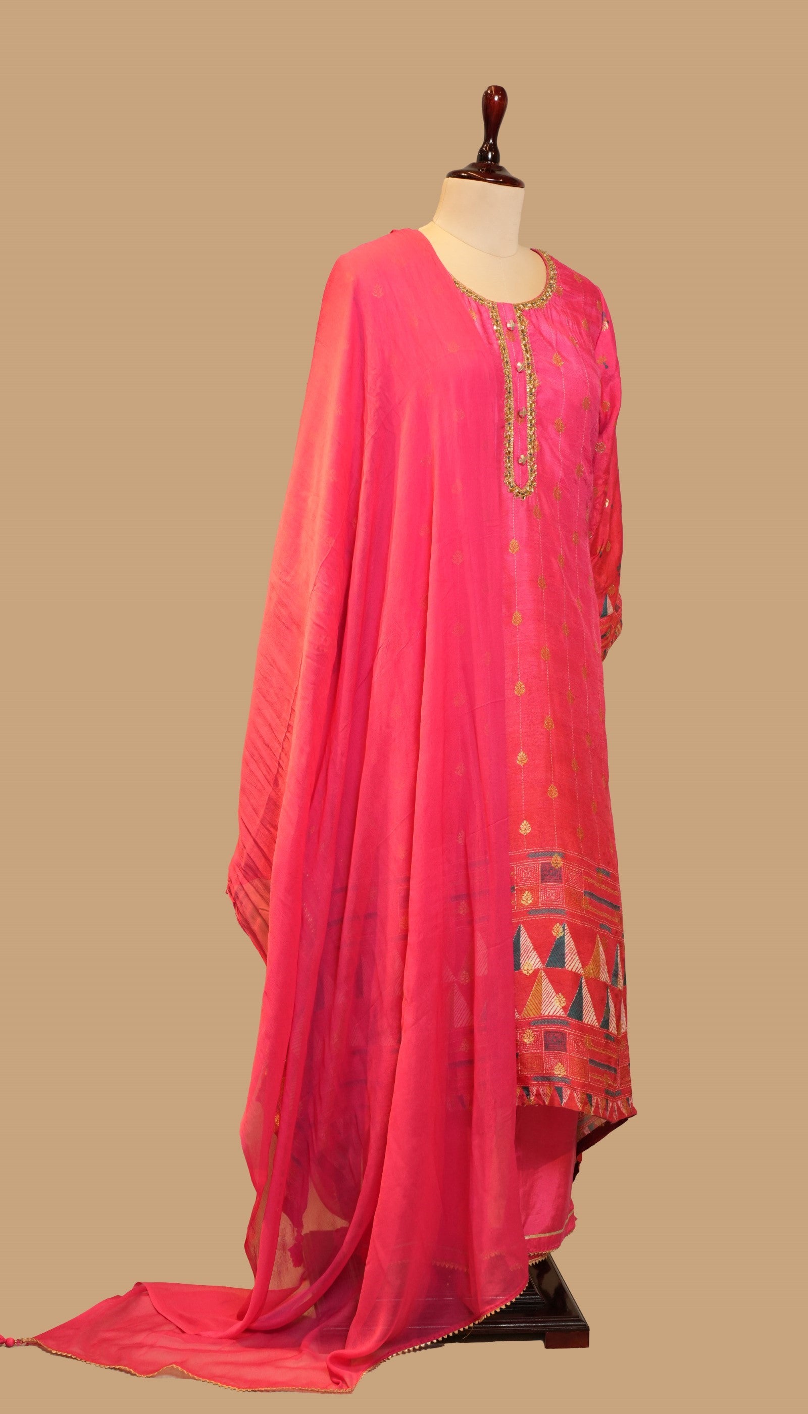 PINK CHANDERI COTTON SUIT SET