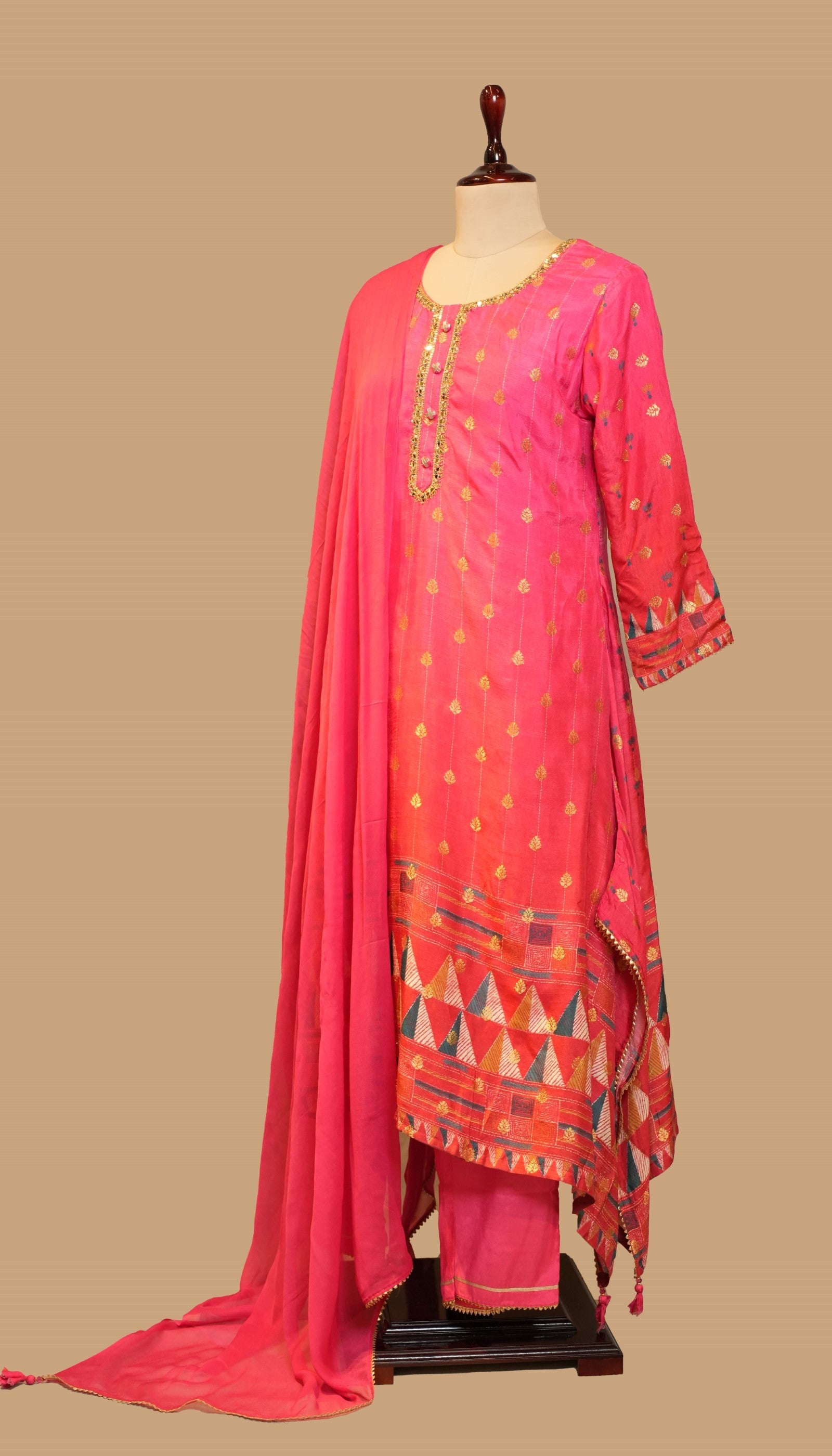 PINK CHANDERI COTTON SUIT SET