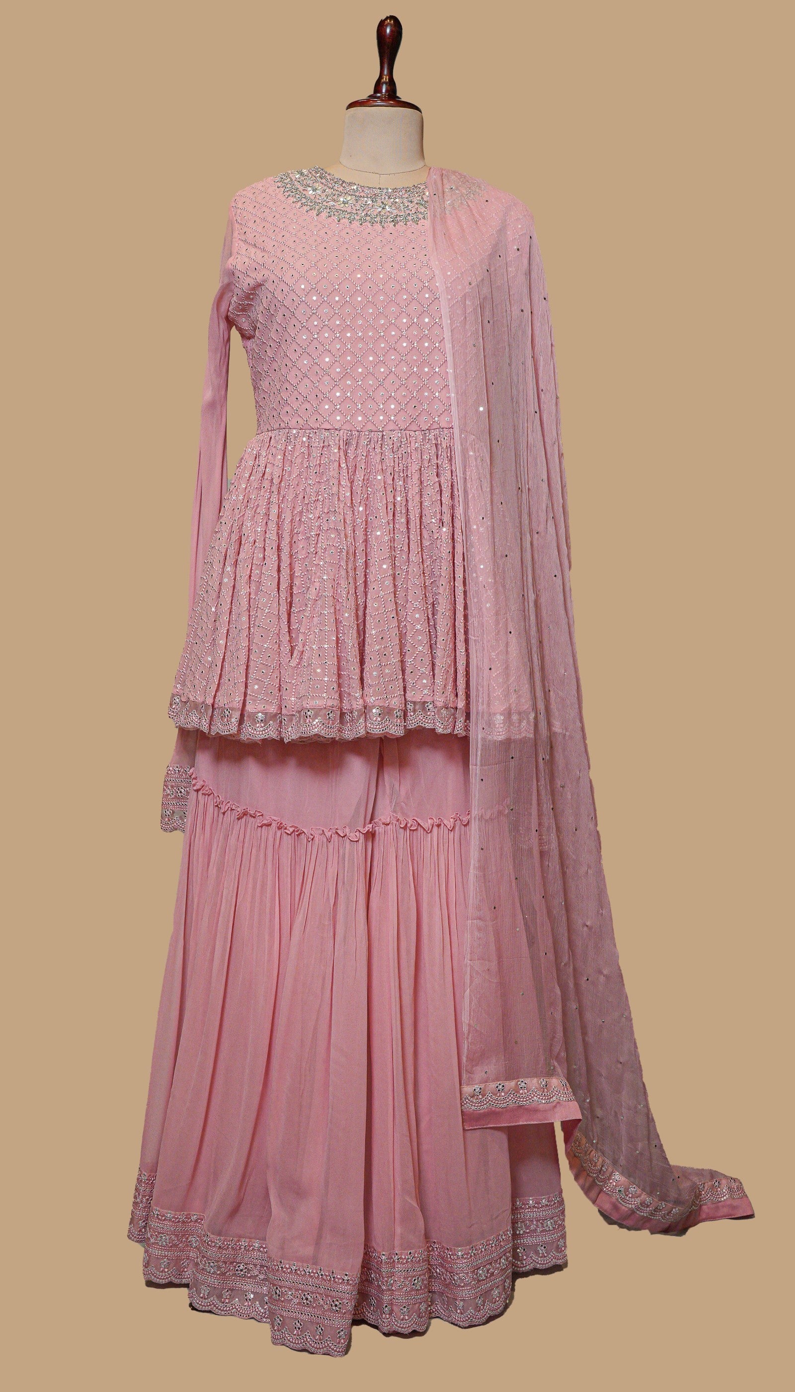 PINK GEORGETTE SHARARA SET