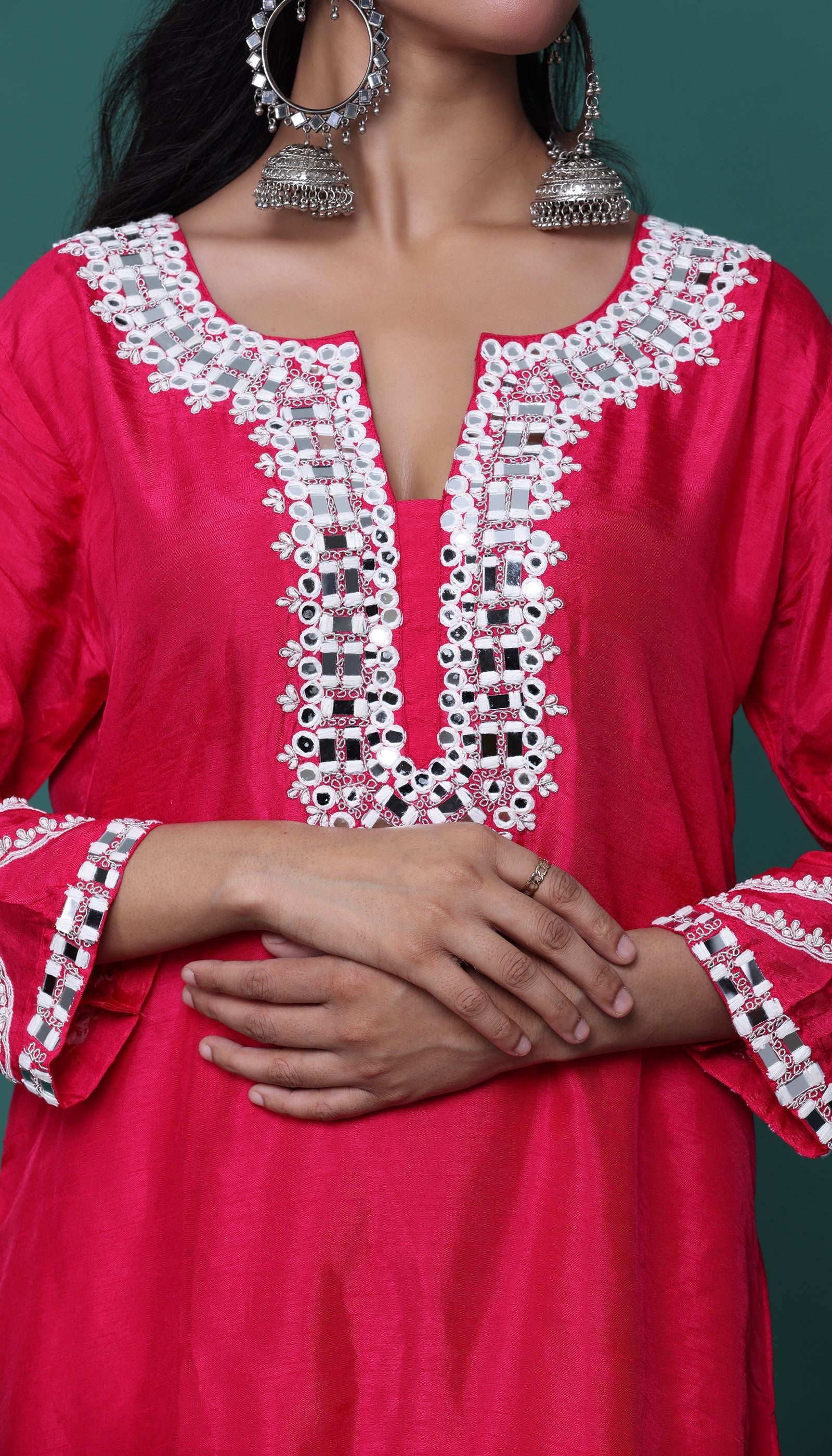 Pink Chanderi Kurta Set