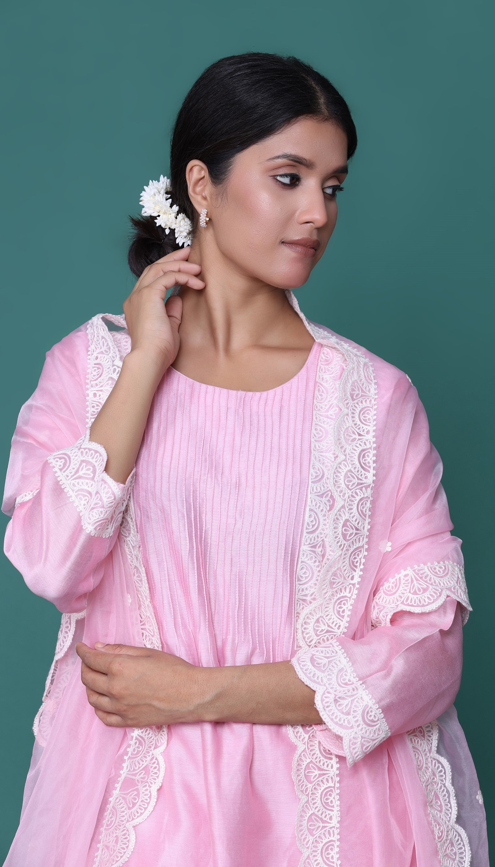 Pink Chanderi Kurta Set