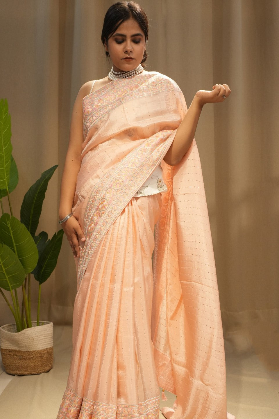 Pink Silk Saree