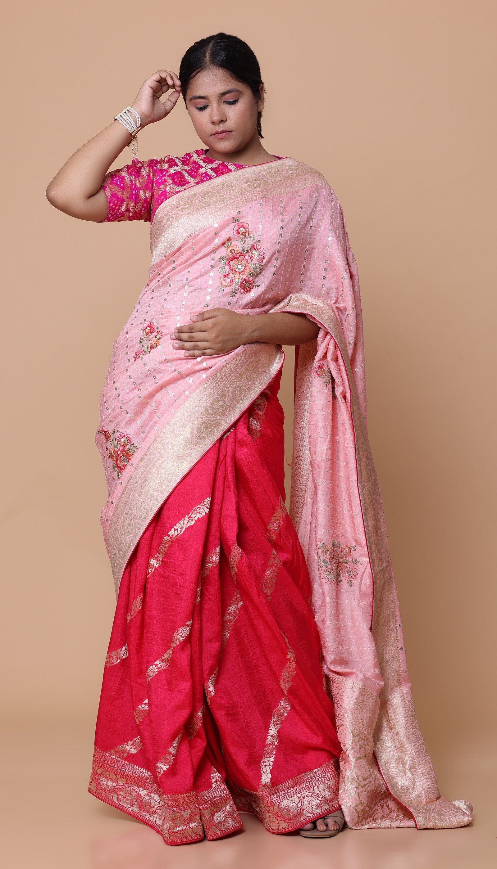 Pink Silk Saree