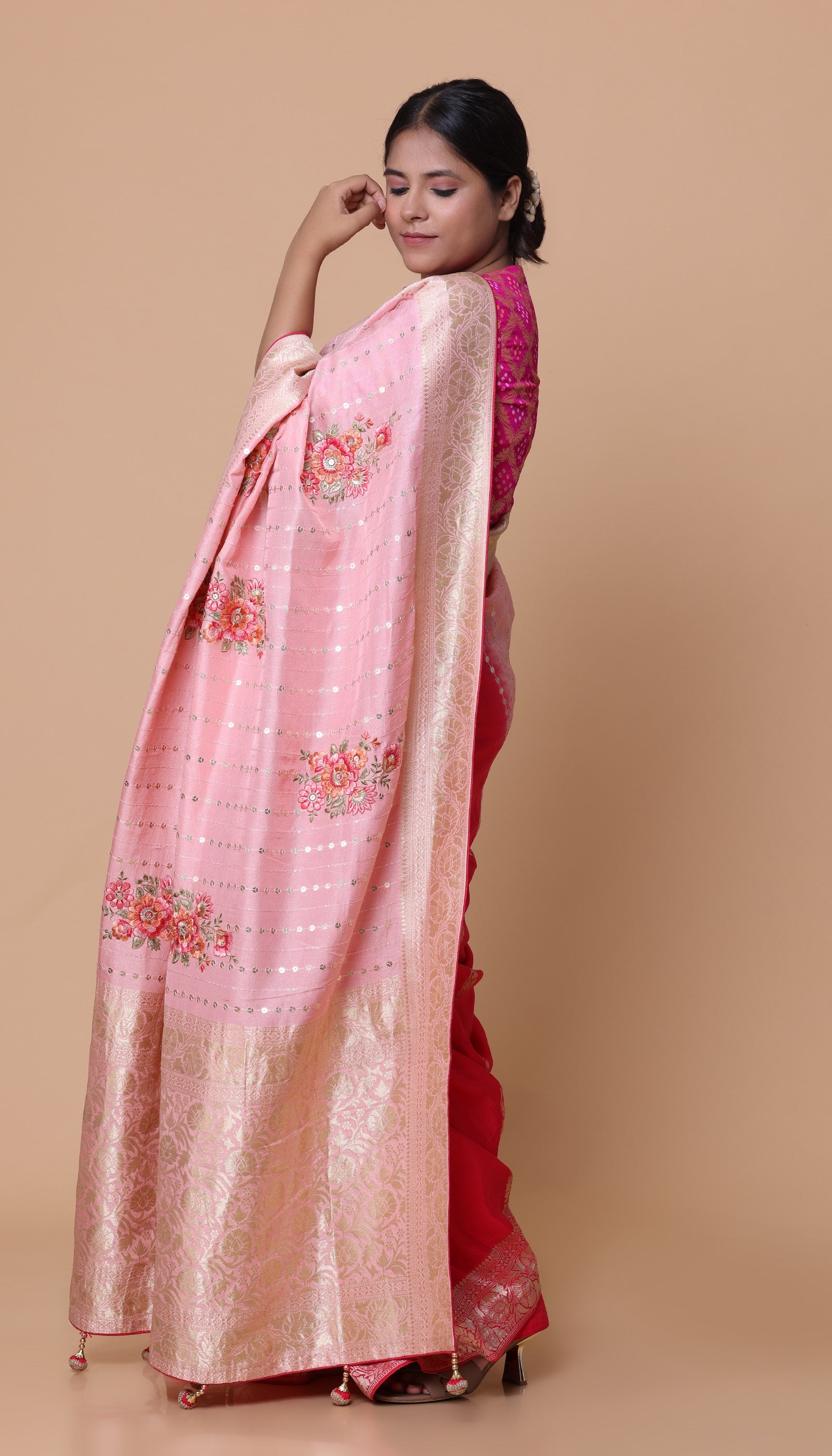 Pink Silk Saree