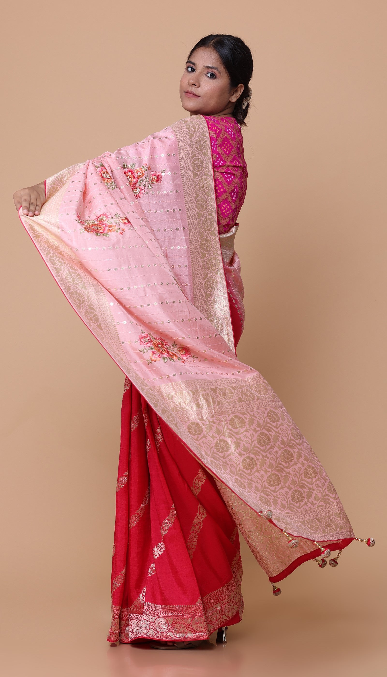 Pink Silk Saree