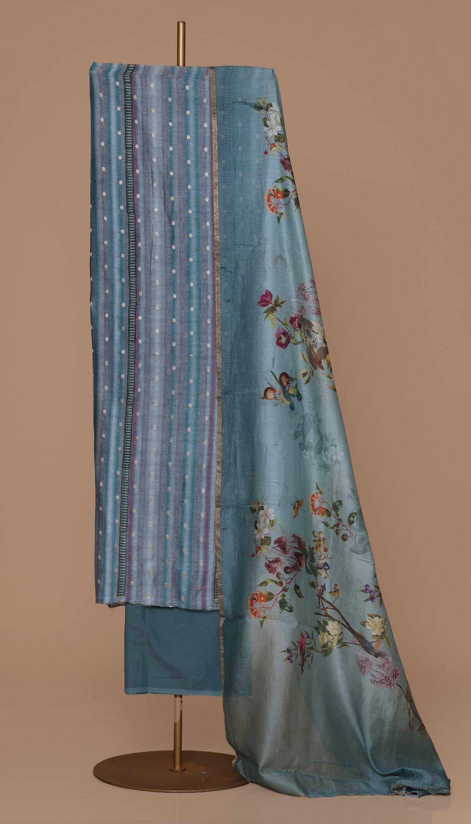 Pure Chanderi Blue Suit Piece