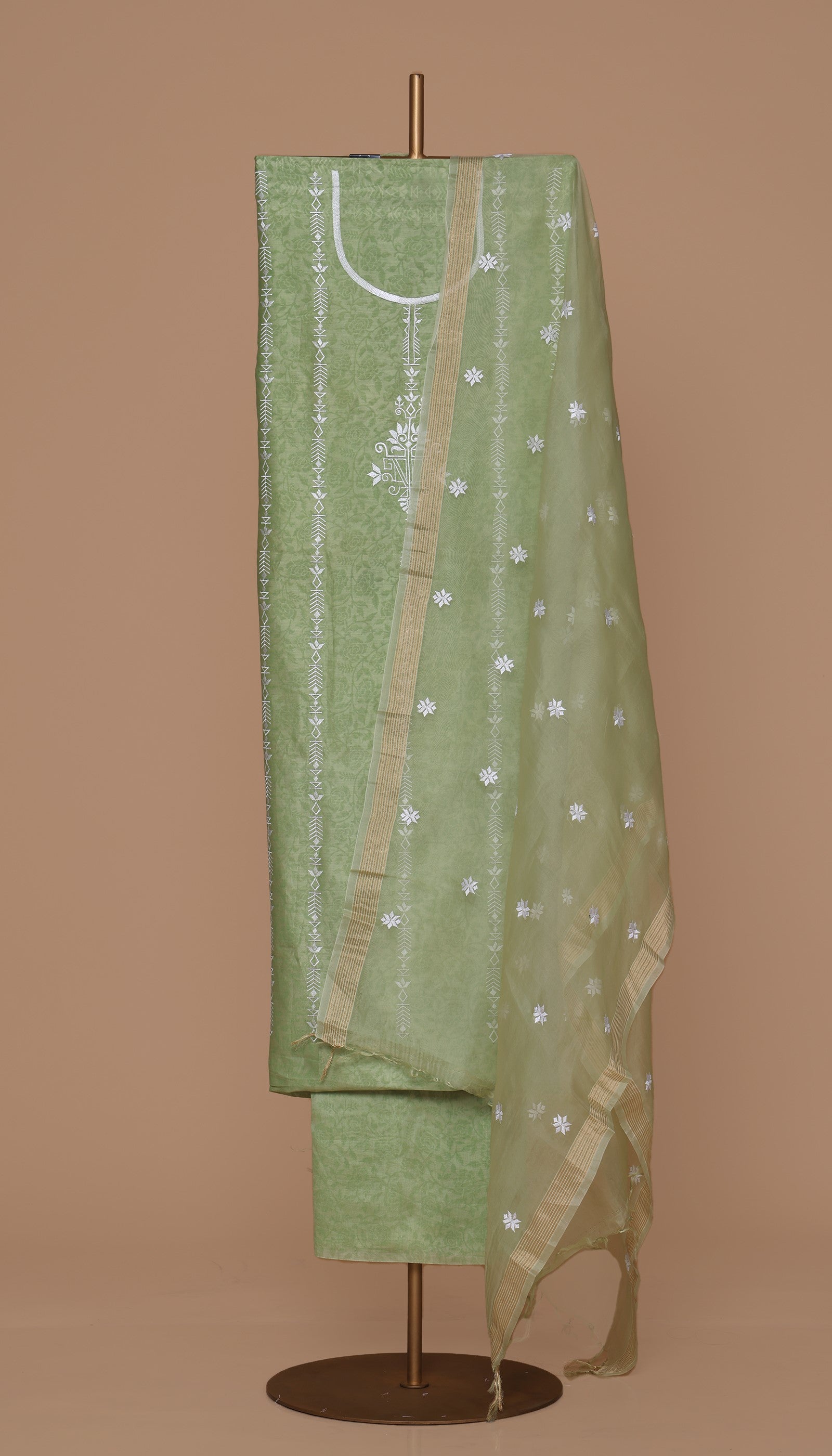 Pure Chanderi Green Suit Piece