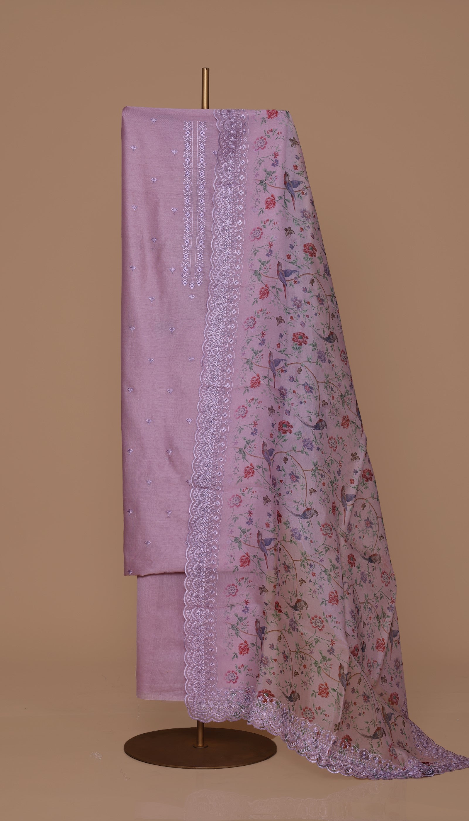 Pure Chanderi Lilac Suit Piece