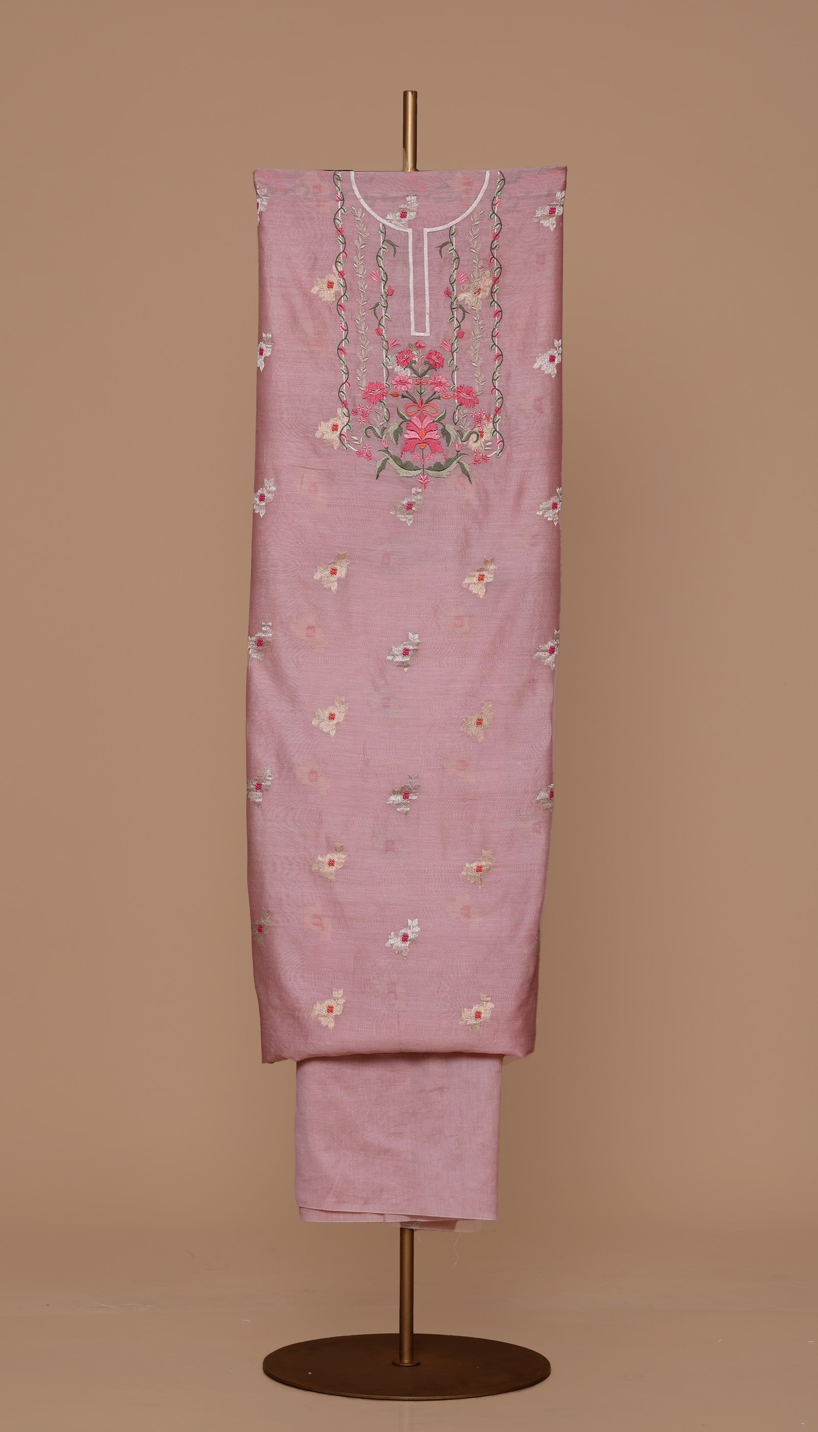 Pure Chanderi Pink Suit Piece