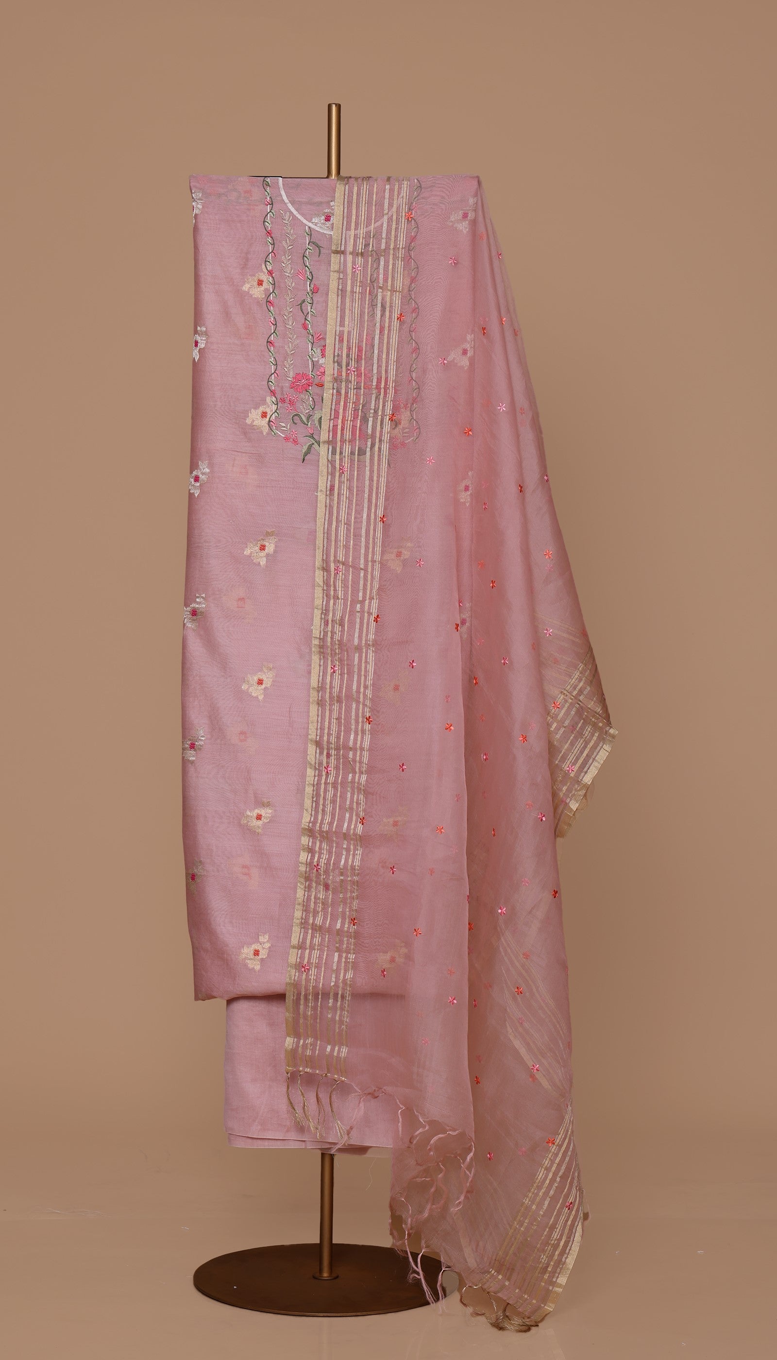 Pure Chanderi Pink Suit Piece