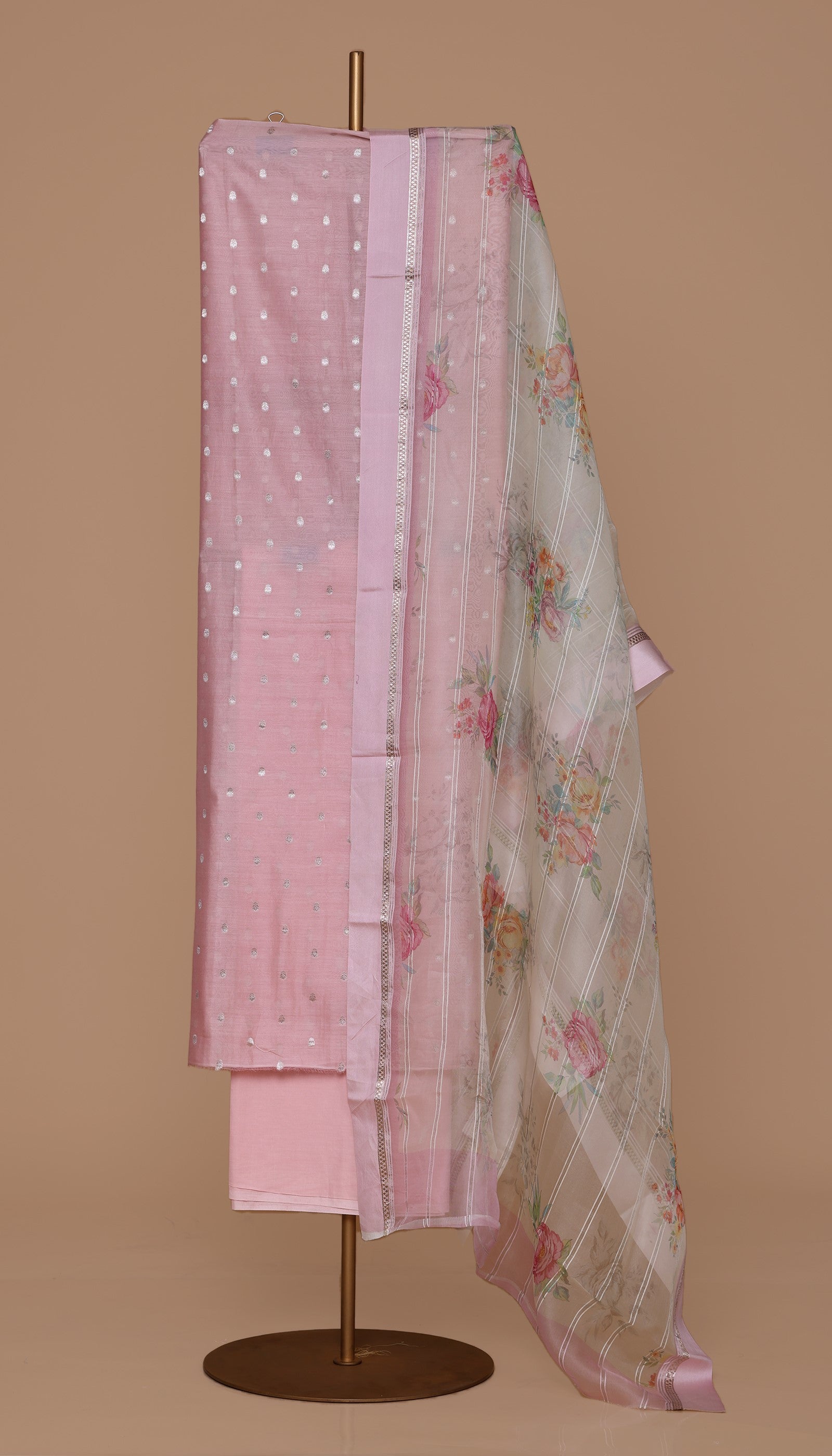 Pure Chanderi Pink Suit piece