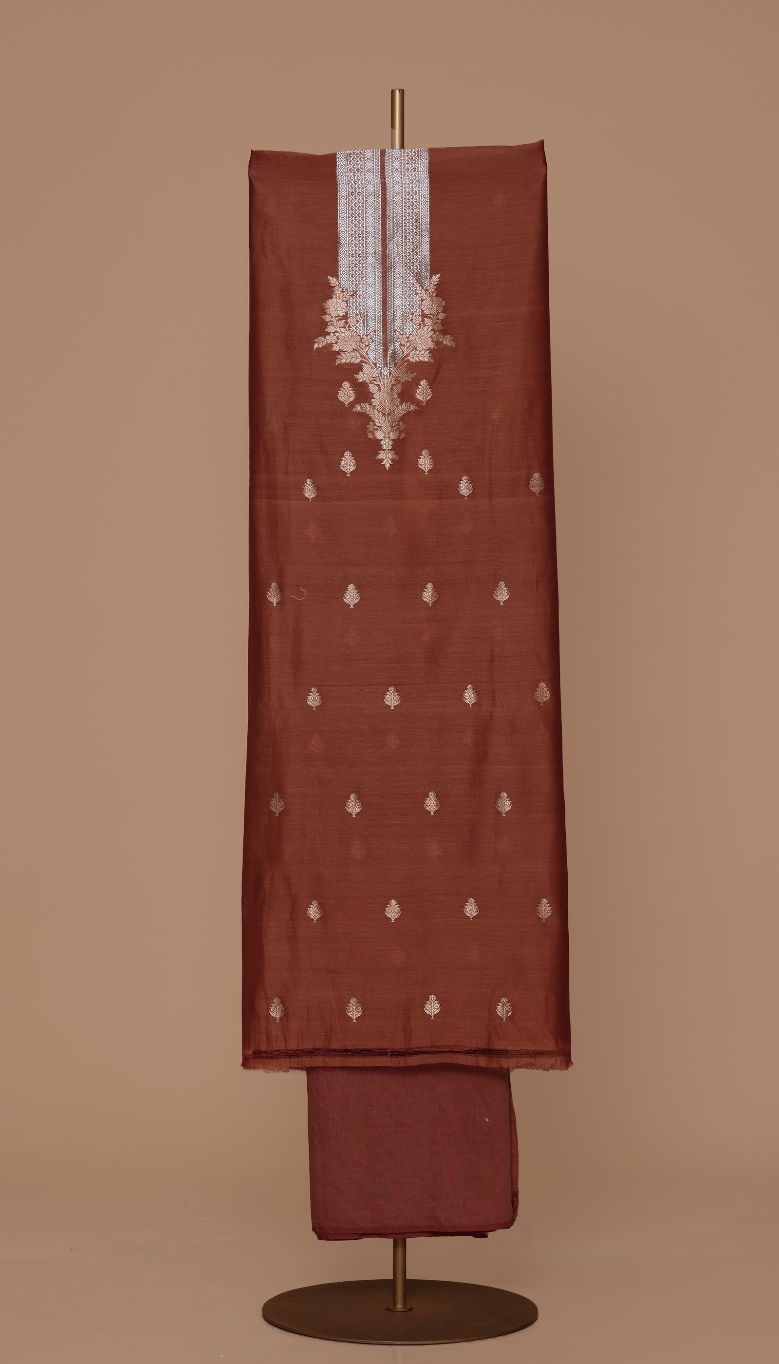 Pure Chanderi Silk Copper Suit Piece