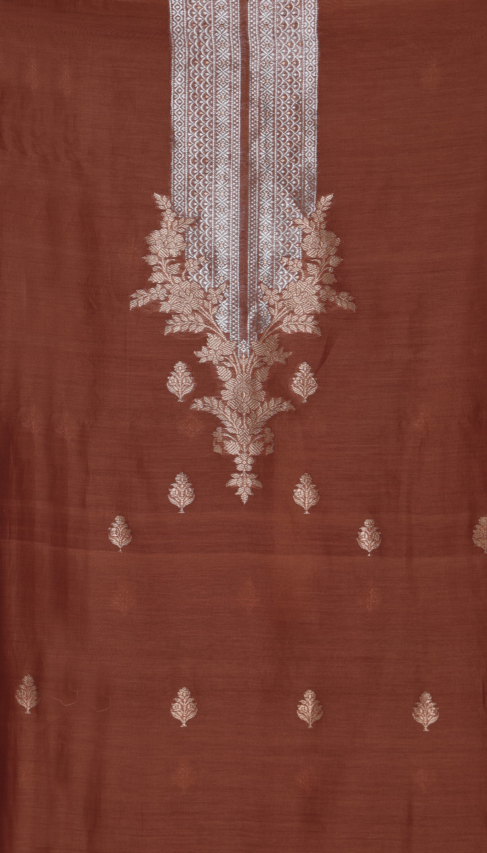 Pure Chanderi Silk Copper Suit Piece