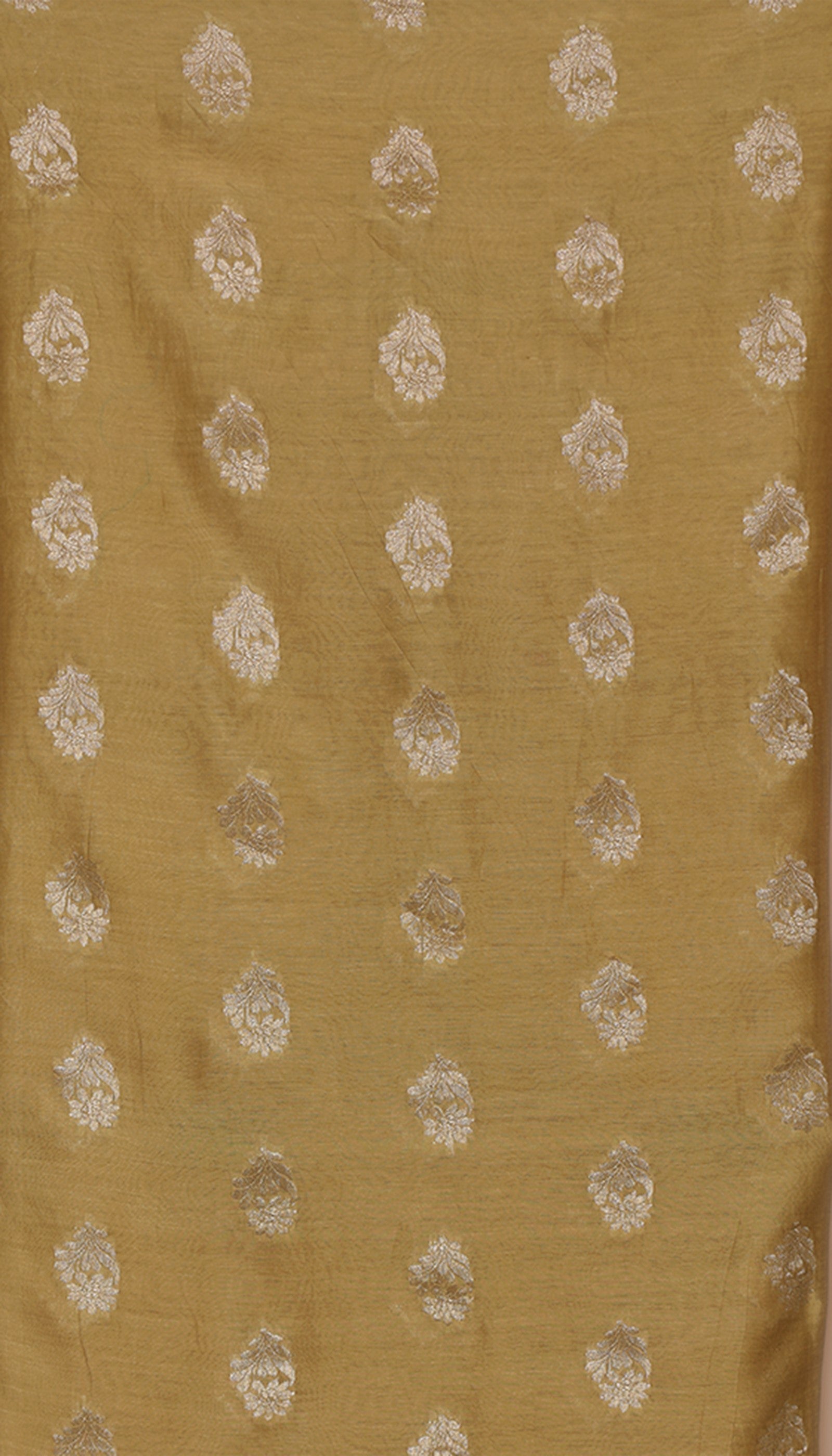 Pure Chanderi Silk Mustard Suit Piece