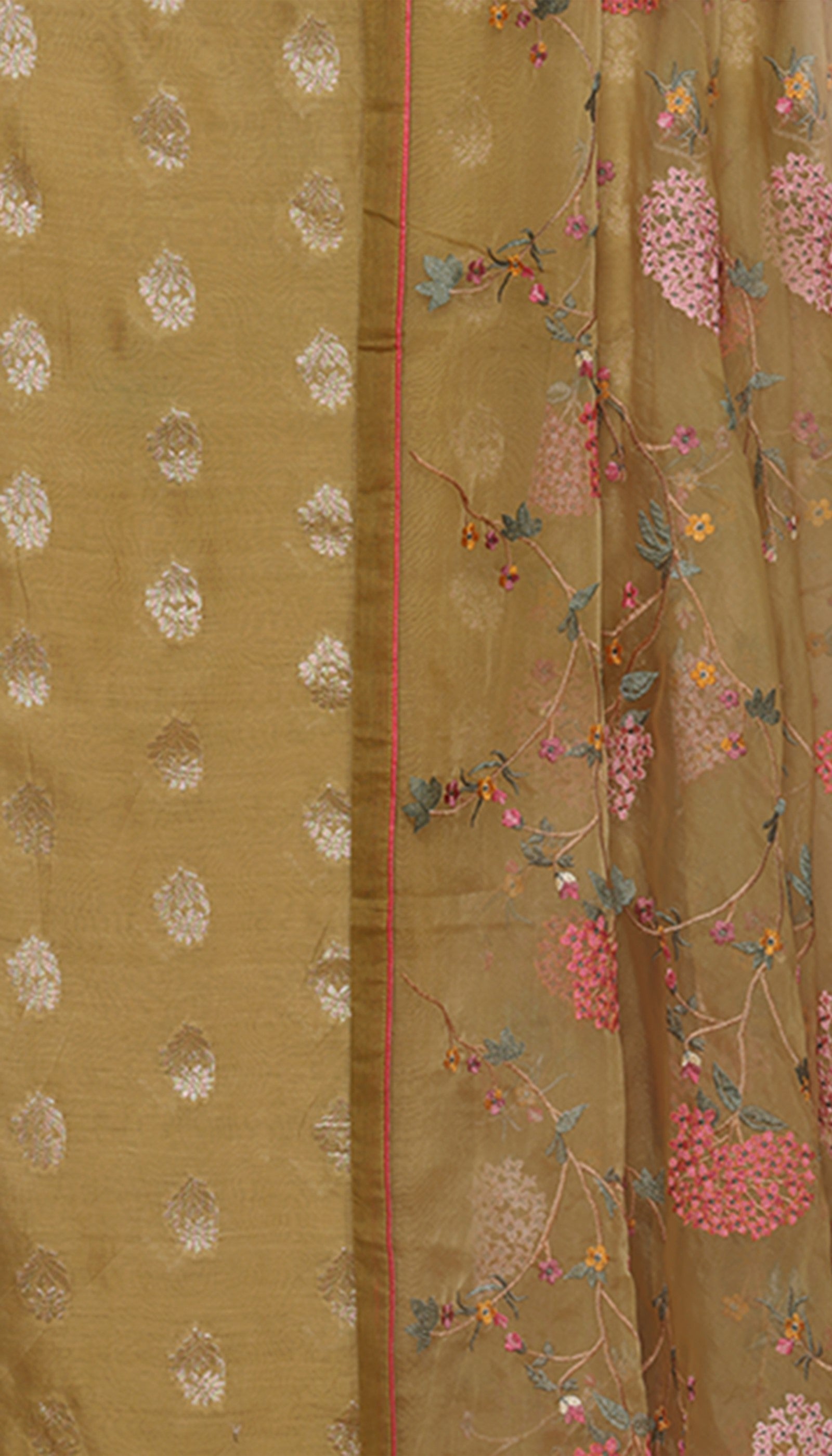 Pure Chanderi Silk Mustard Suit Piece