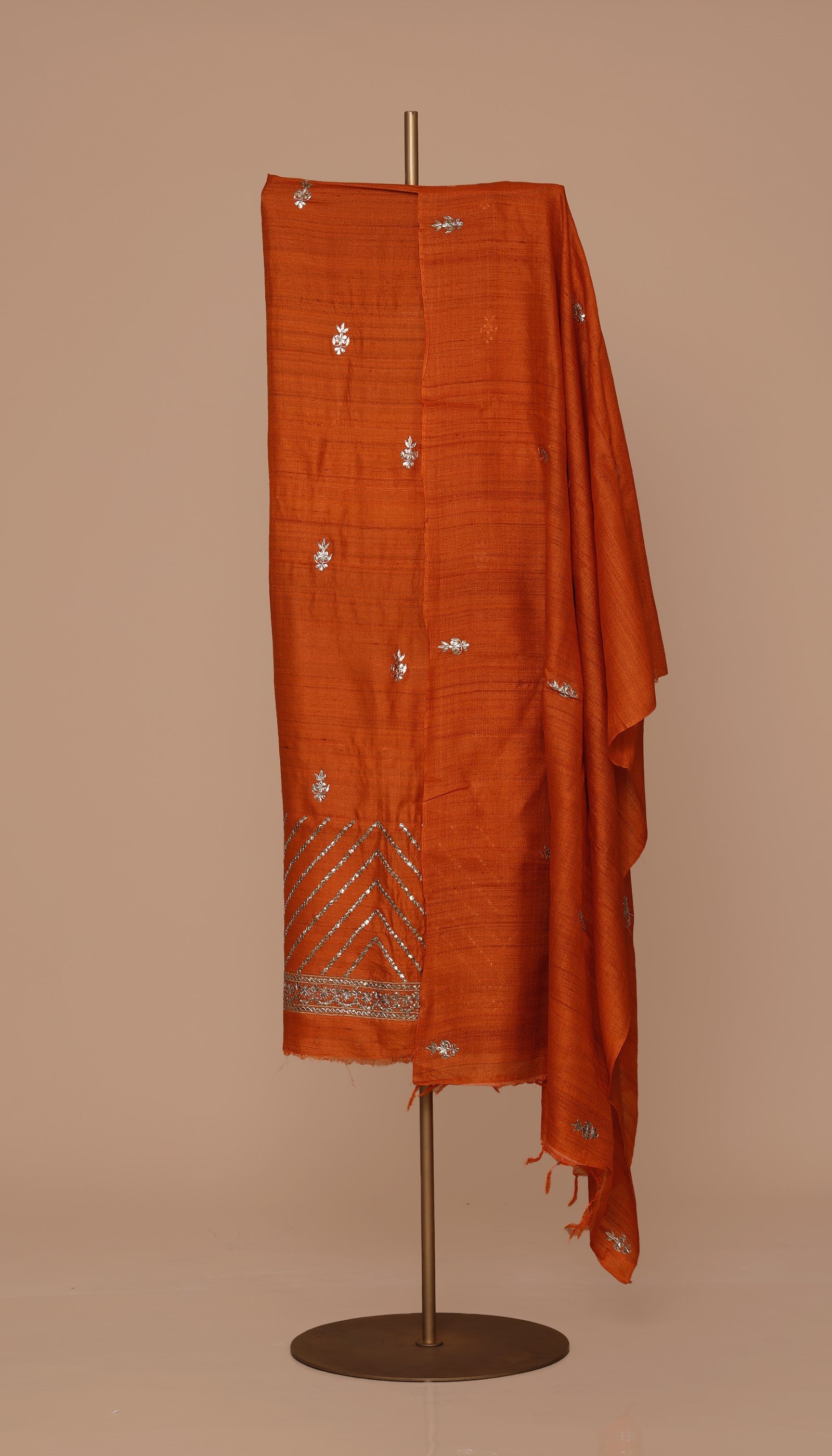 Pure Raw Silk Orange Suit Piece