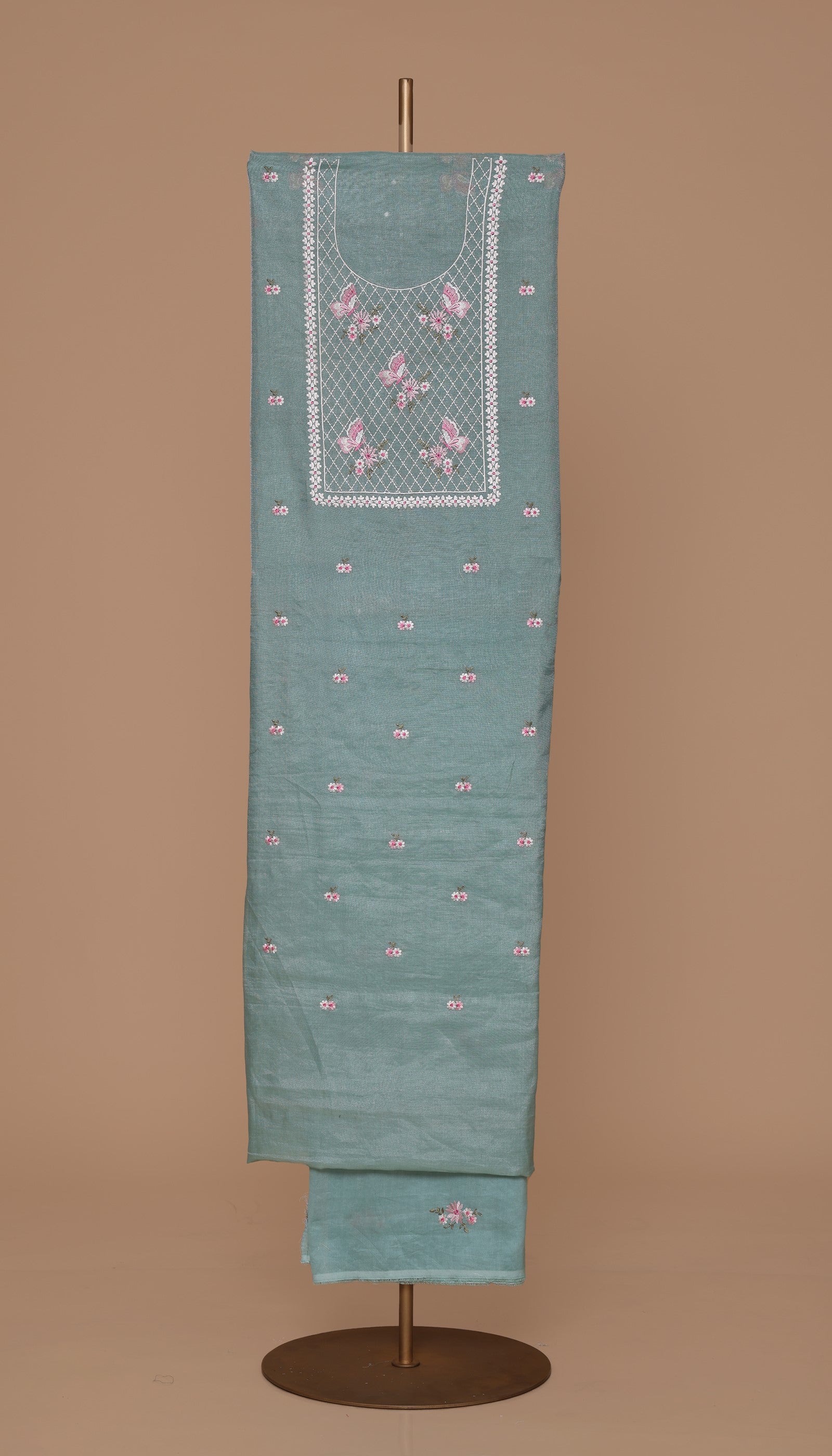 Pure Tissue Chanderi Aqua Suit Piece