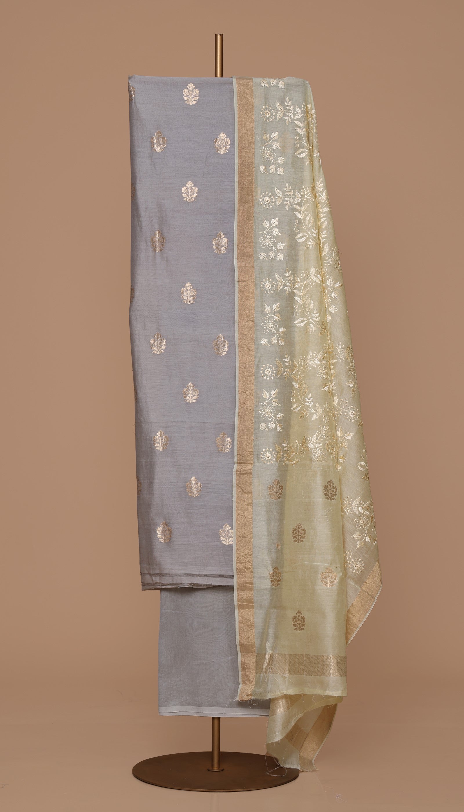 Pure chanderi grey Suit Piece