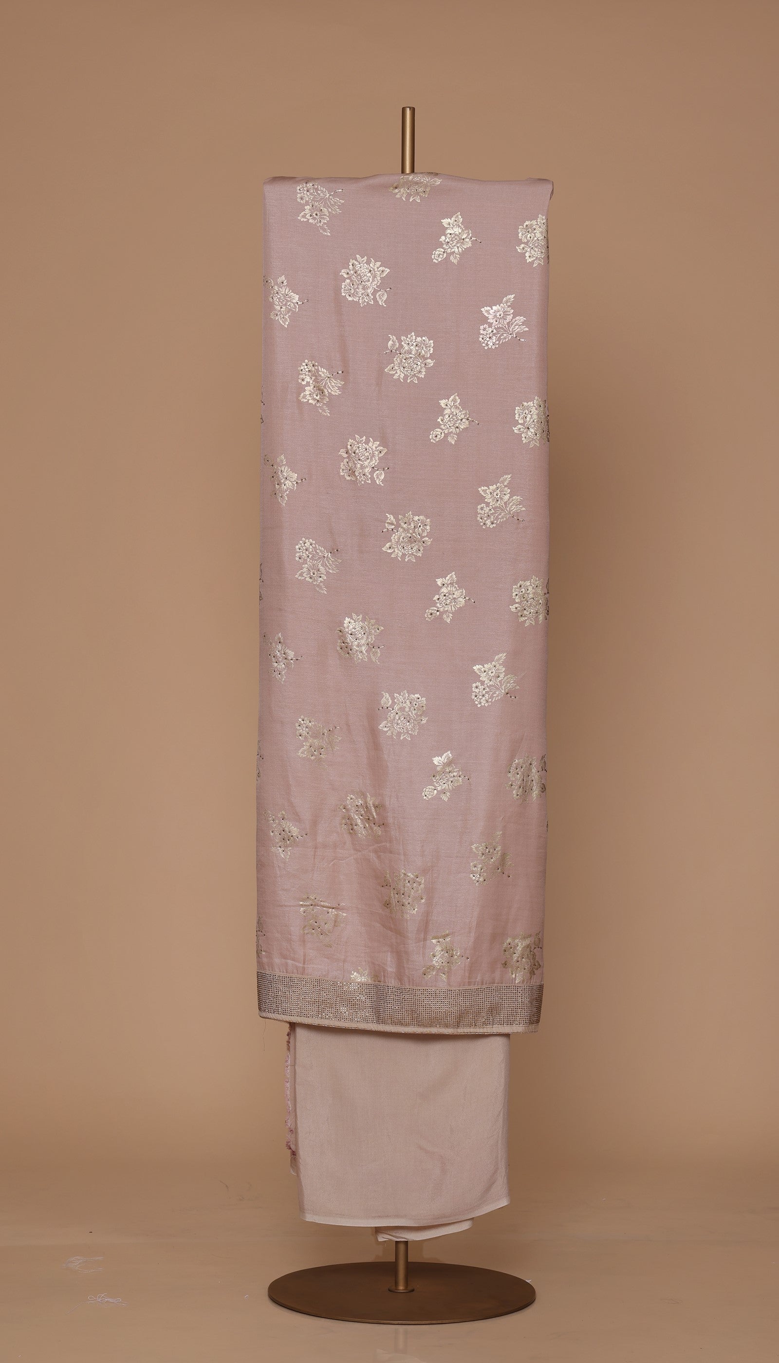 Pure chanderi silk Peach Suit Piece