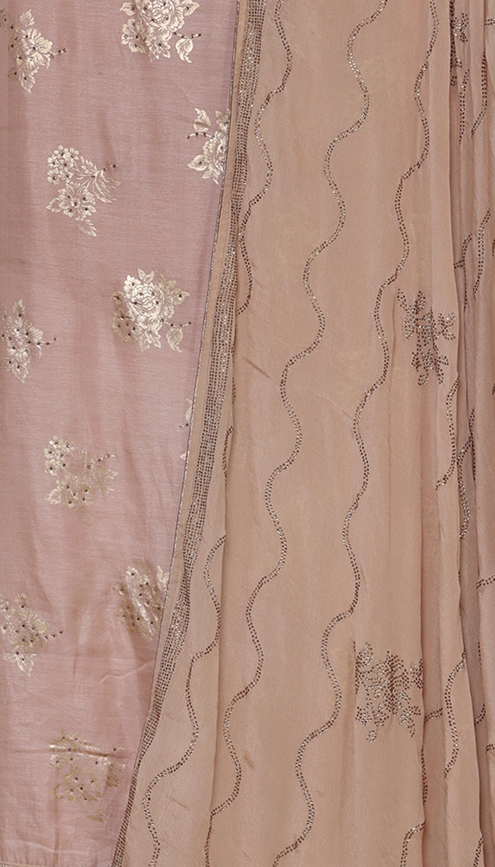 Pure chanderi silk Peach Suit Piece