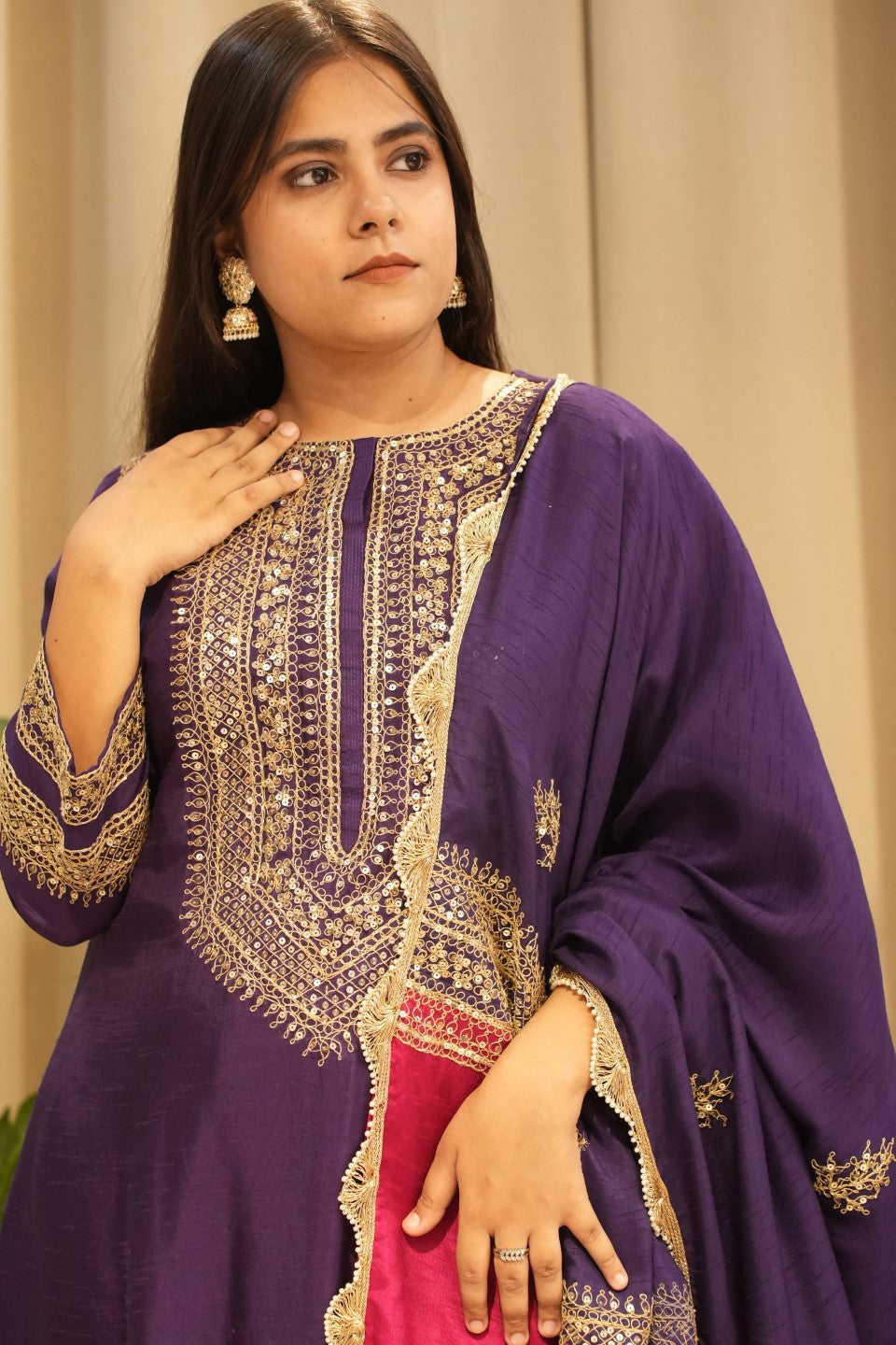 Purple Silk Kurta Set