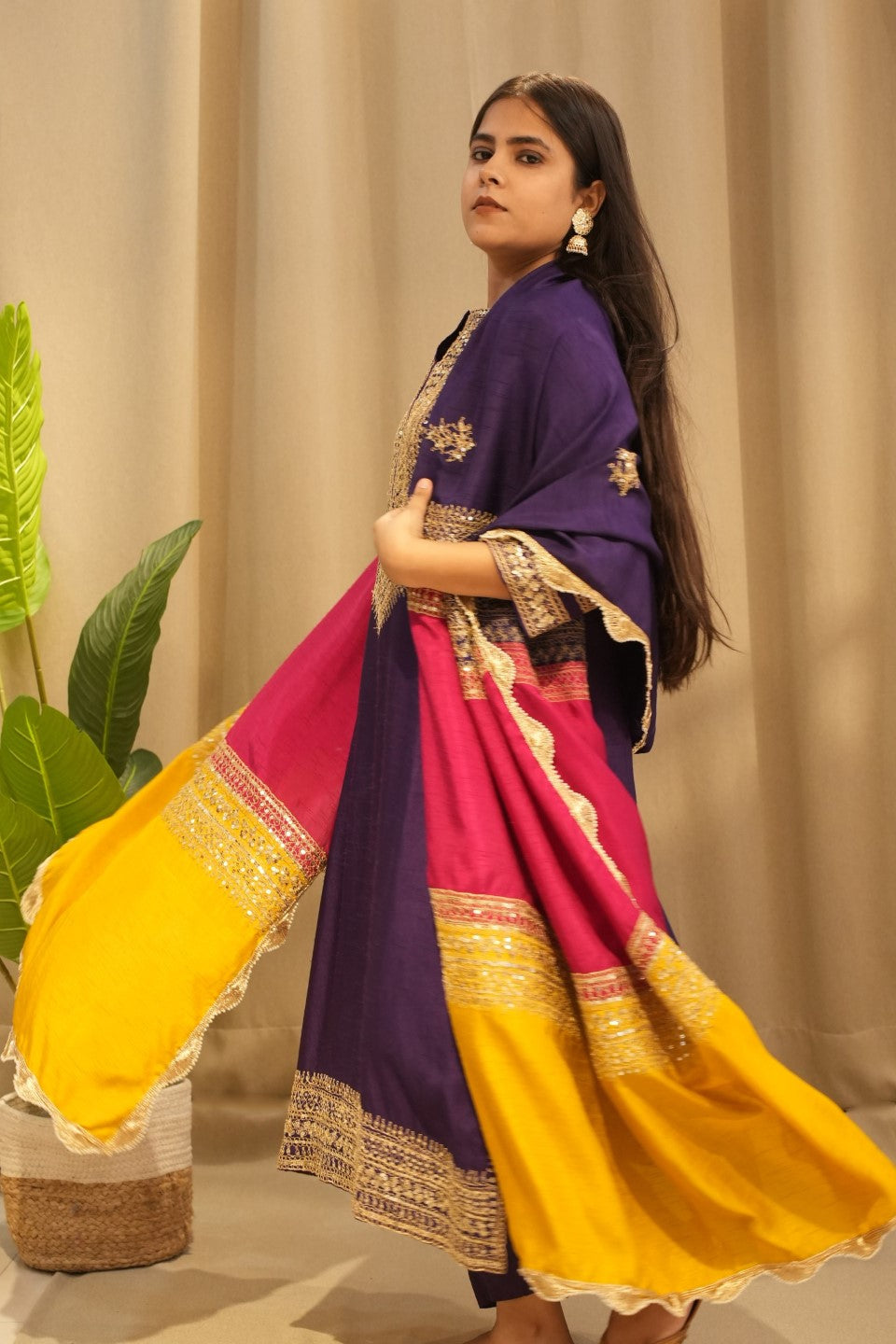 Purple Silk Kurta Set