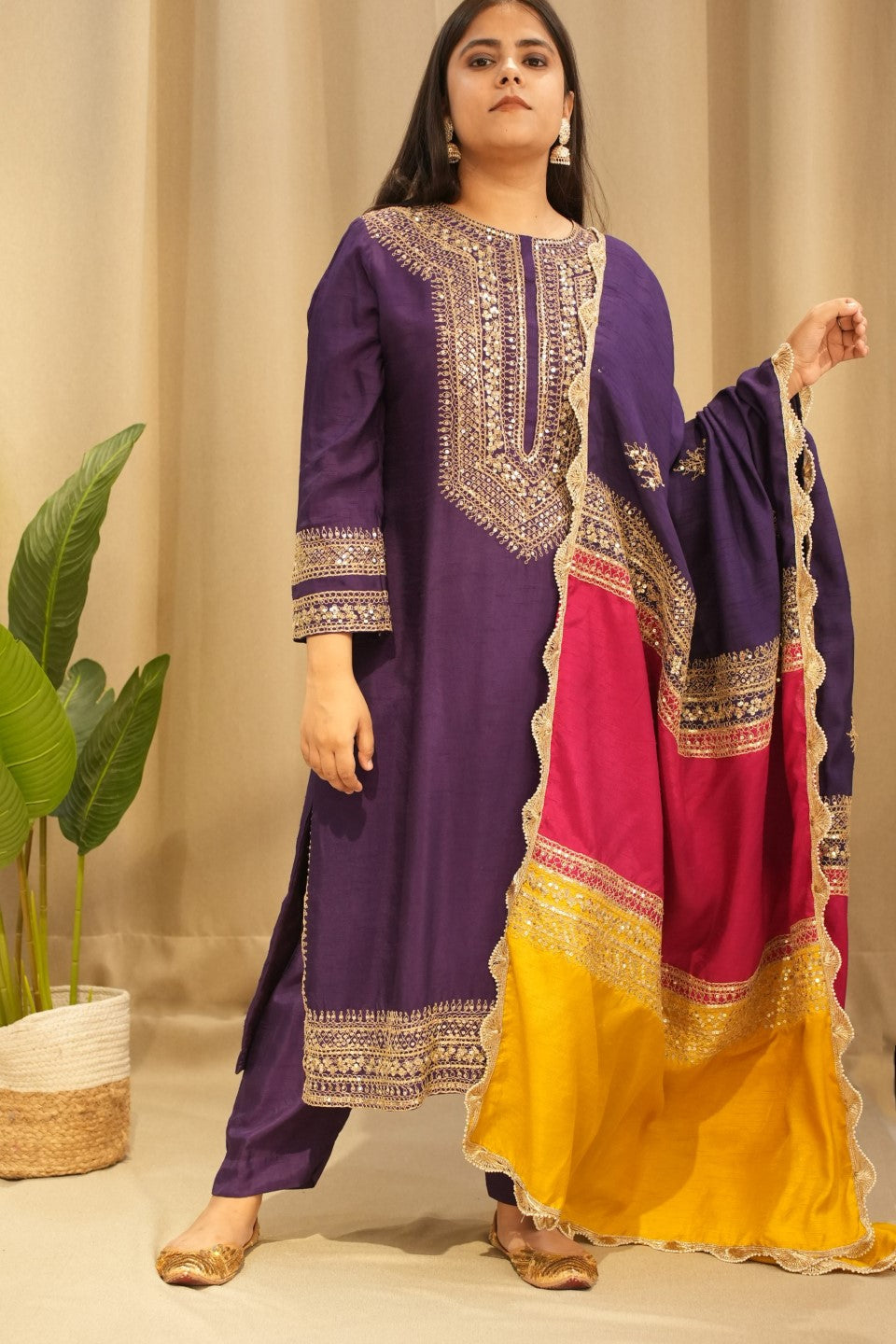 Purple Silk Kurta Set