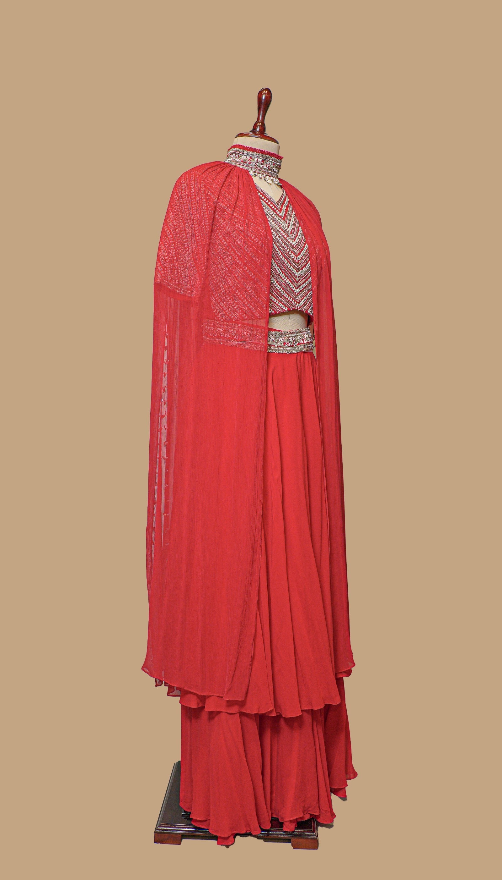 RED GEORGETTE SHARARA SET